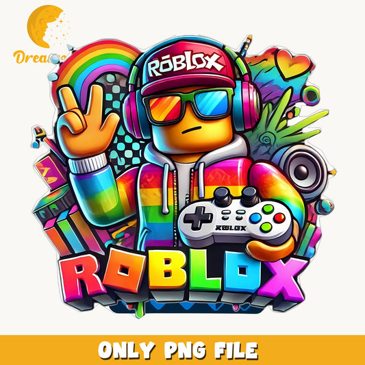 Roblox Rainbow Gamer PNG, Colorful Game Boy, Kids PNG