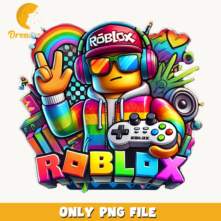 Roblox Rainbow Gamer PNG, Colorful Game Boy, Kids PNG