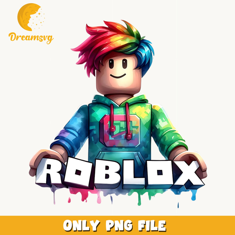 Roblox Rainbow Hair Boy PNG, Gamer Art, Kids PNG