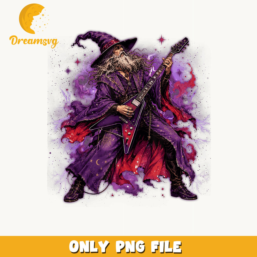 Rock Wizard Playing Electric Guitar PNG, Magic Sorcerer, Halloween PNG