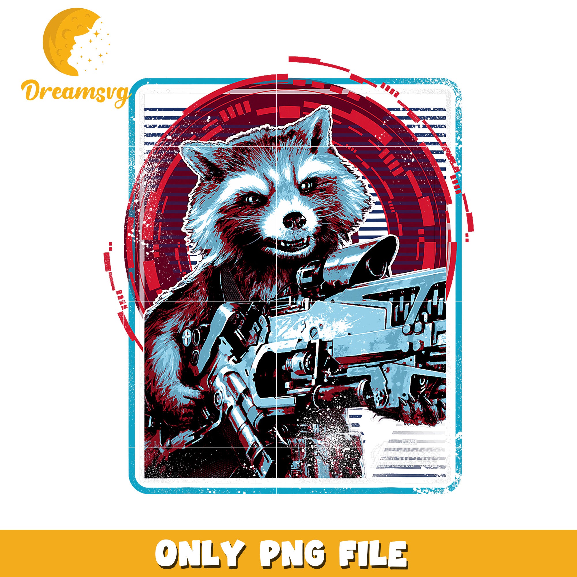 Rocket Raccoon PNG Retro Sci-Fi Artwork – DreamSVG Store