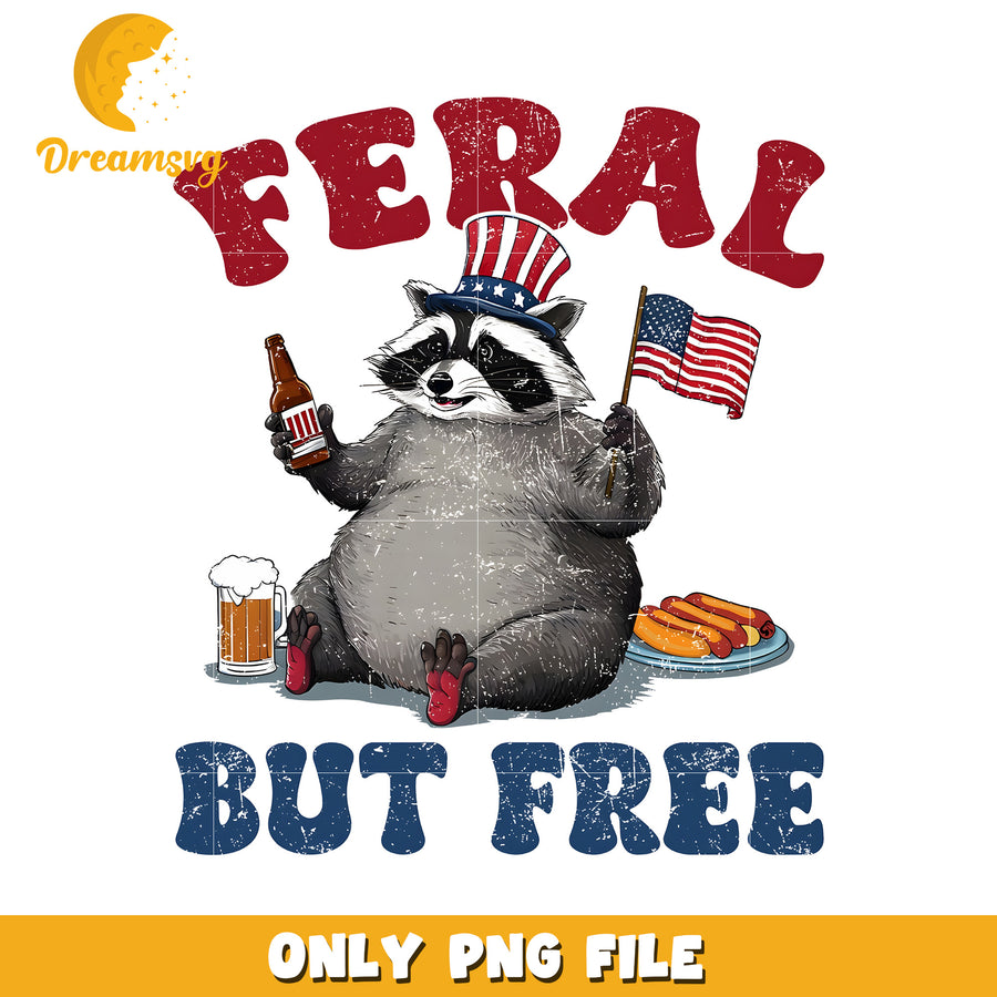 Rocket raccoon feral but free png, american flag png, rocket raccoon quote png