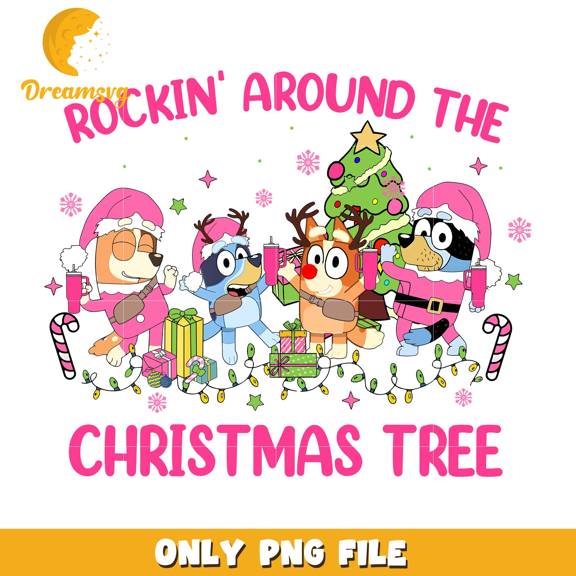 Rockin' around the christmas tree png, bluey cartoon characters png