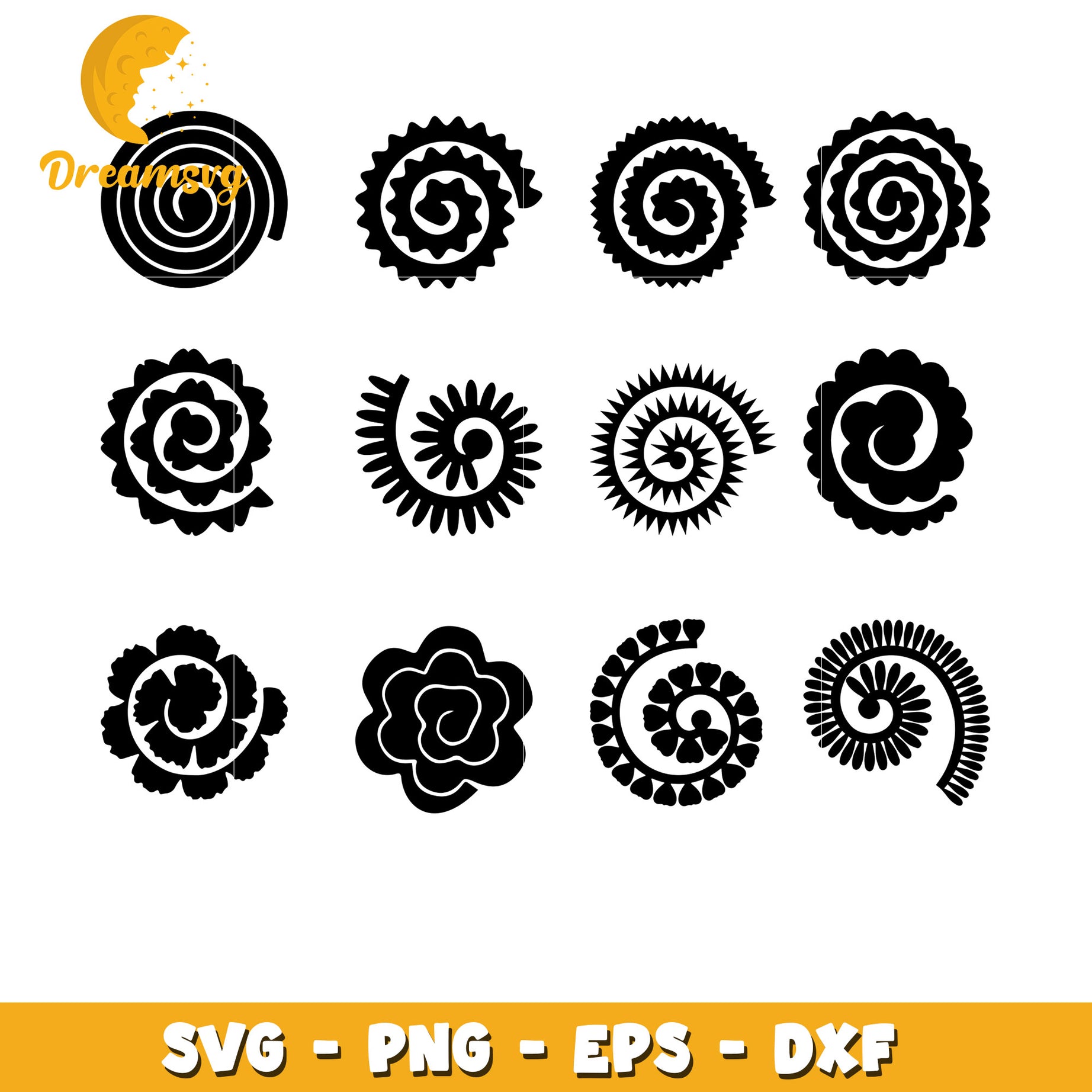 Layered felt flowers bundle svg, Rolled flower pattern svg