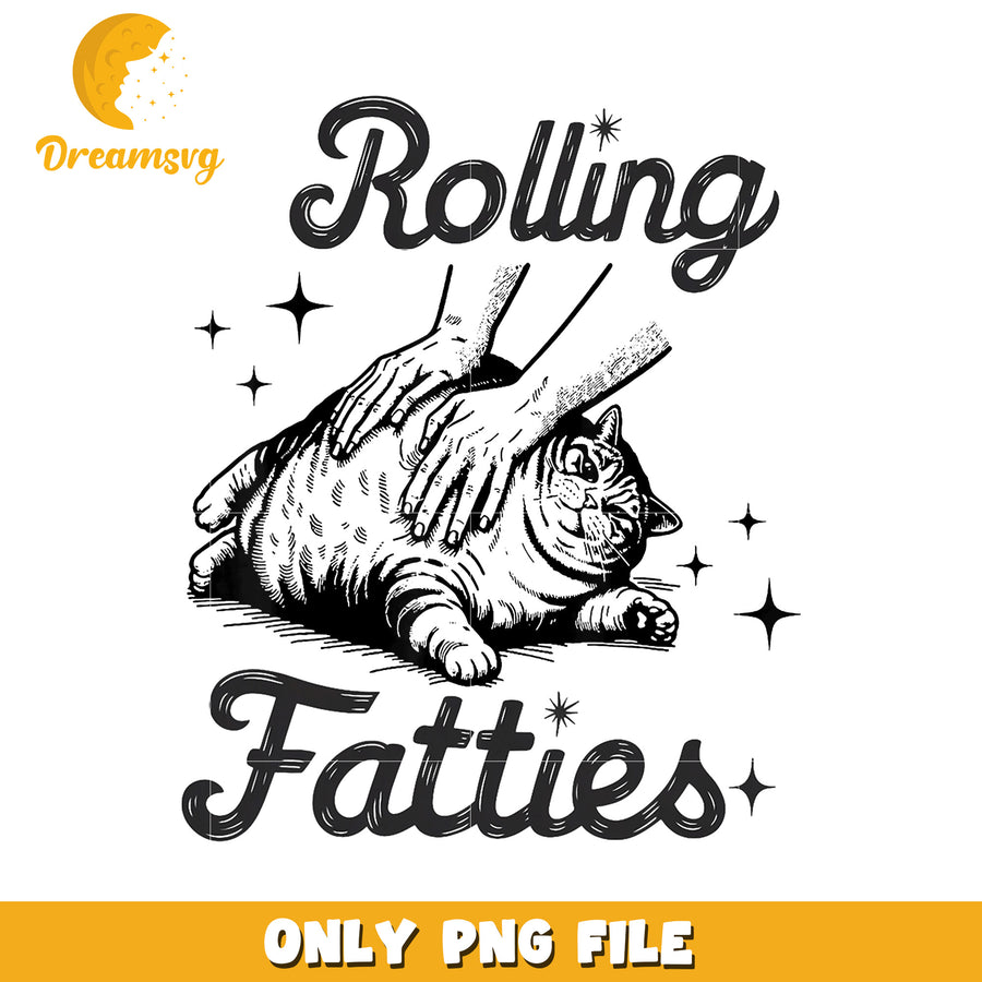 Rolling Fatties Cat PNG Graphic