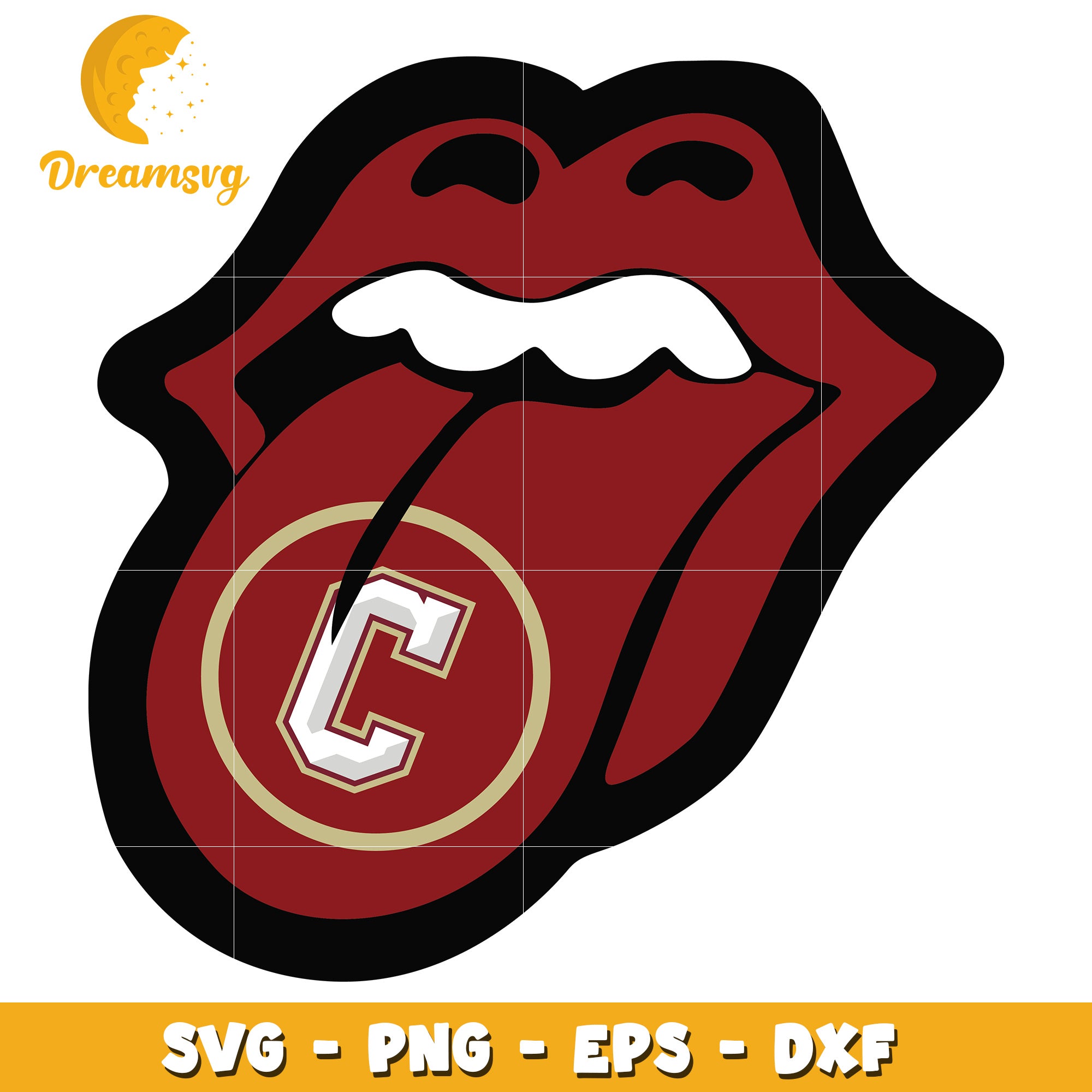 Rolling Stones Tongue SVG C Letter Design