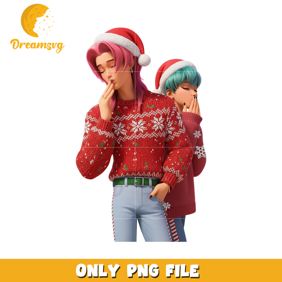 Romance and abby christmas png, christmas huntrix​​ png, spirit christmas png