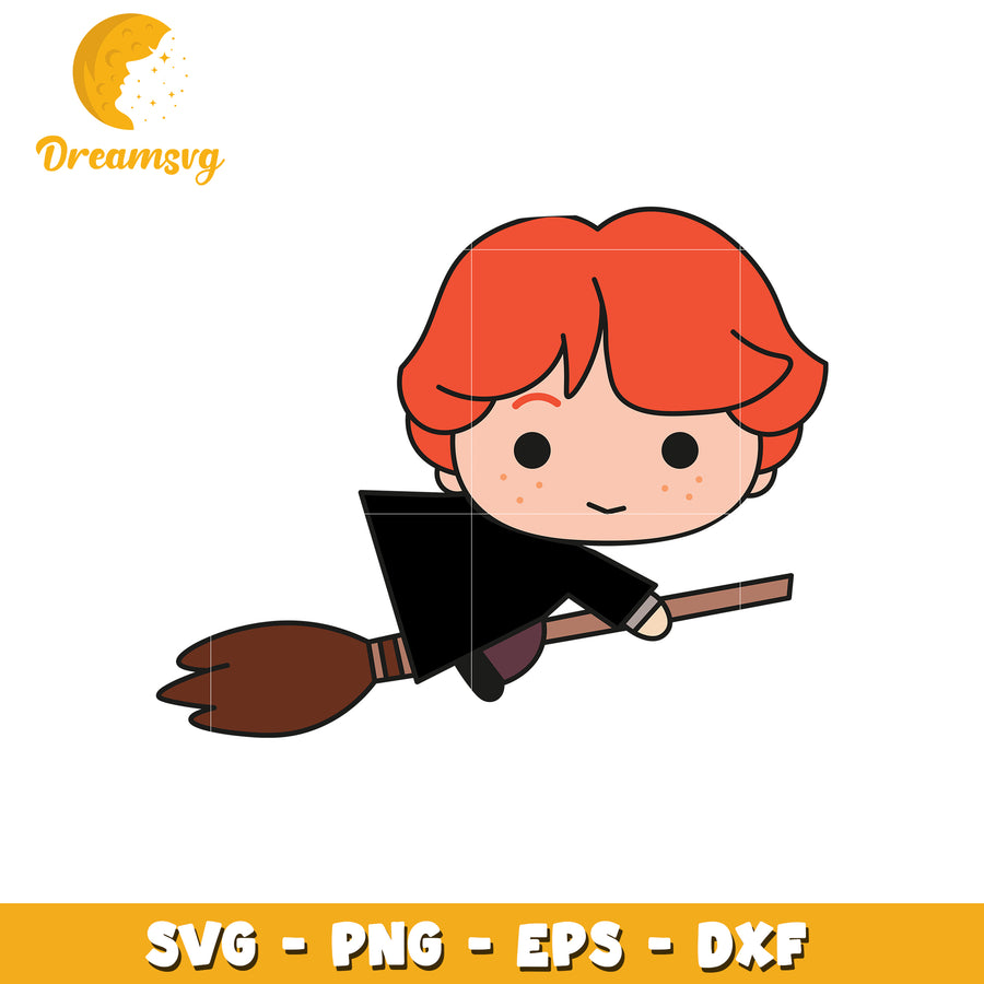 Ron Weasley SVG Cute Broomstick