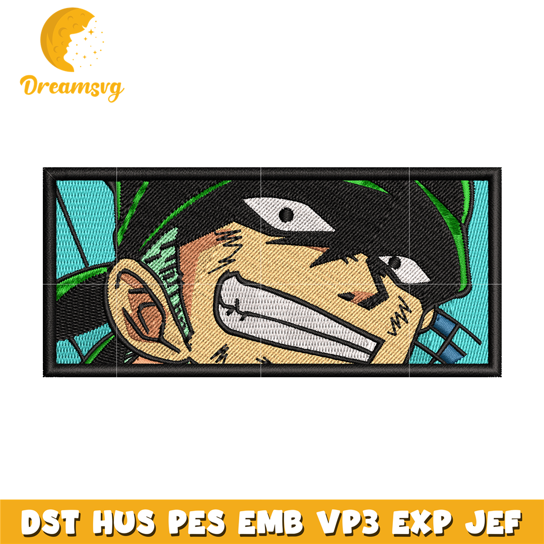 Roronoa Zoro smile embroidery design