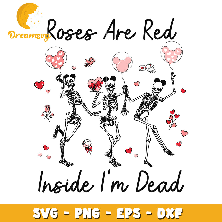 Roses Are Red Skeletons SVG Cut File