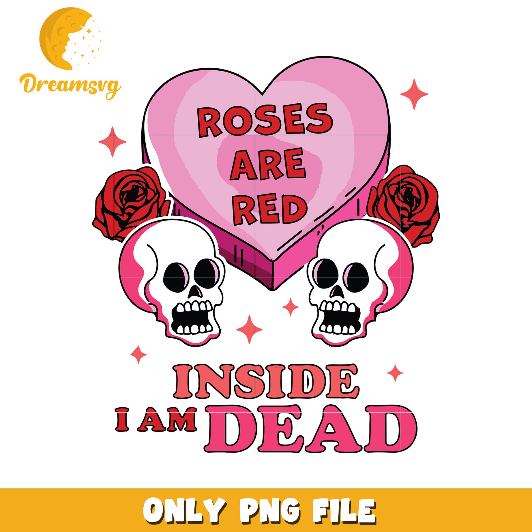 Roses Are Red Skulls PNG Design