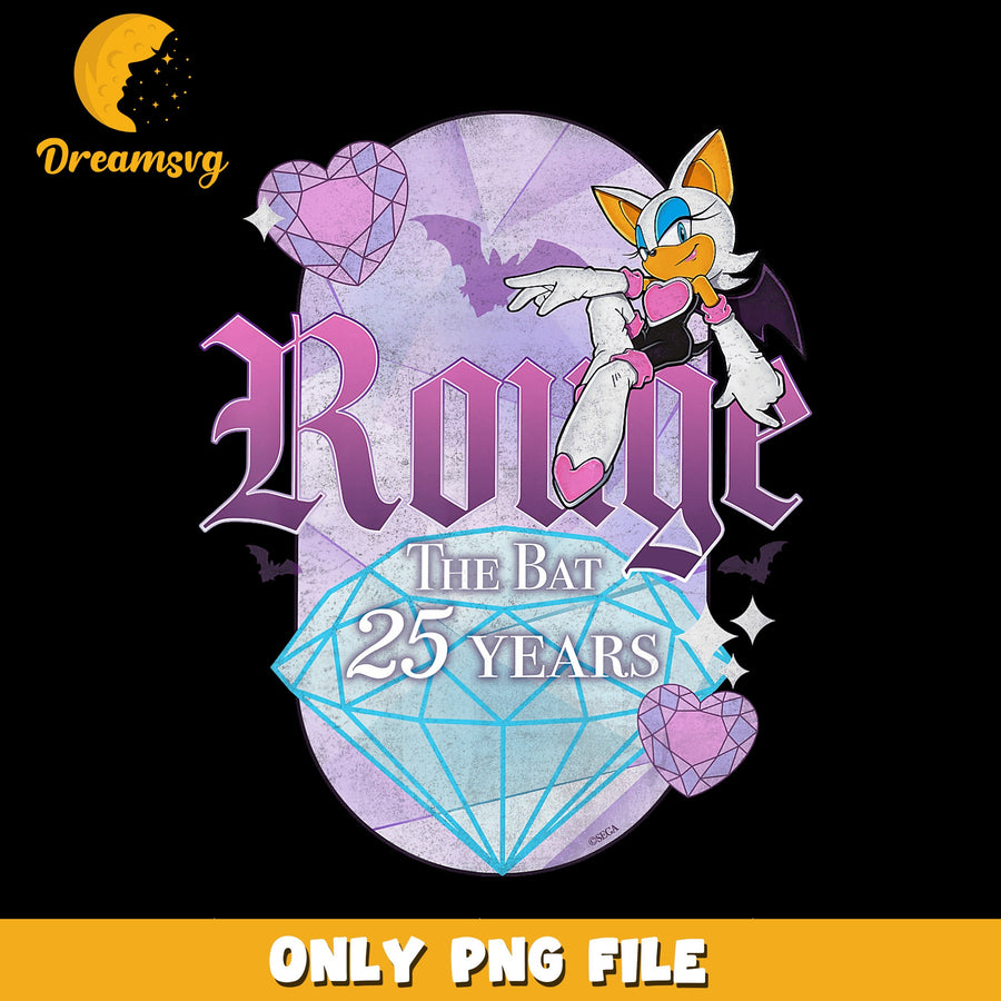 Rouge The Bat PNG, 25 Years Celebration, Gaming Art PNG