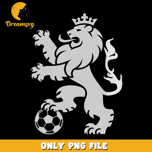 Royal Lion Soccer Ball Crown SVG, Heraldic Football Crest, Sports SVG