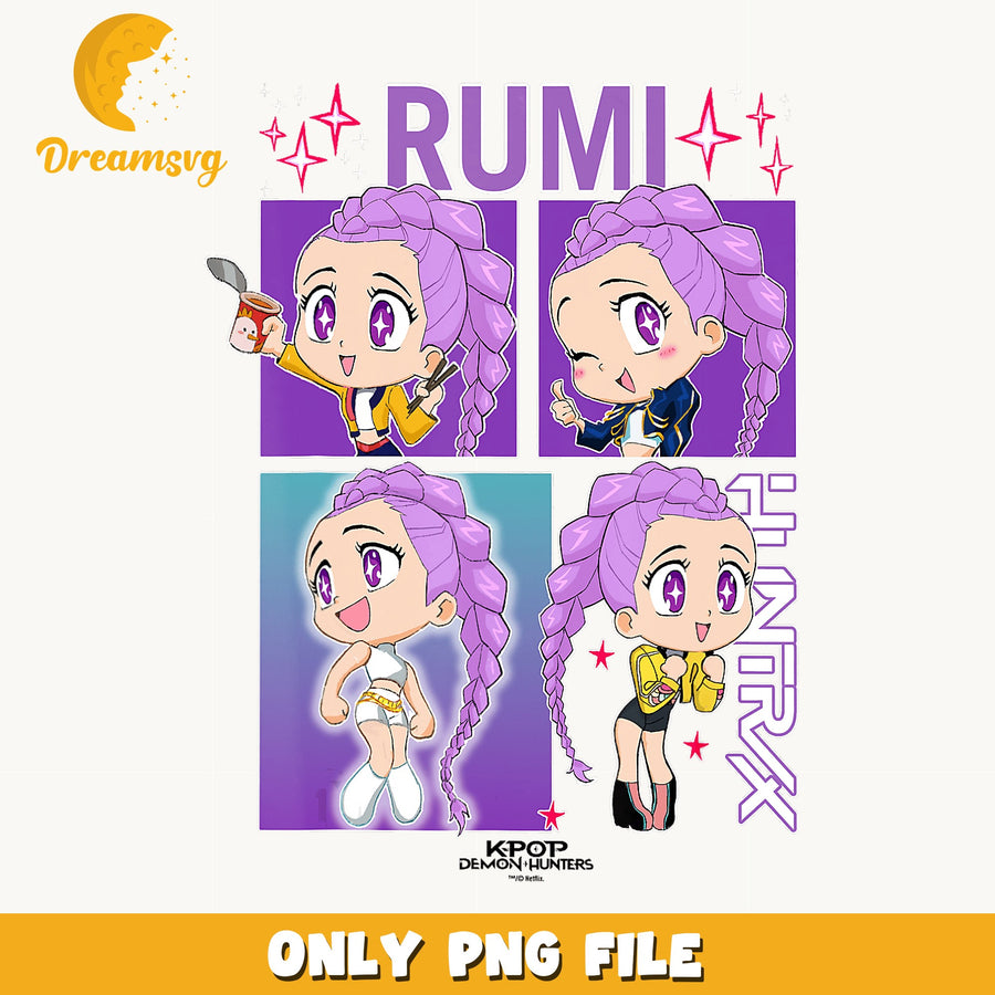 Rumi Kpop Demon Hunters PNG, Netflix Anime Chibi Design, Cute PNG