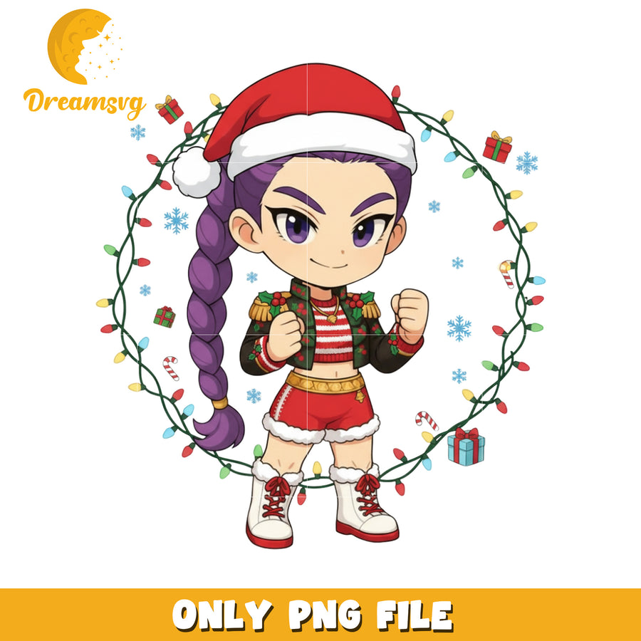 Rumi design png, kpop cartoon png, christmas design png