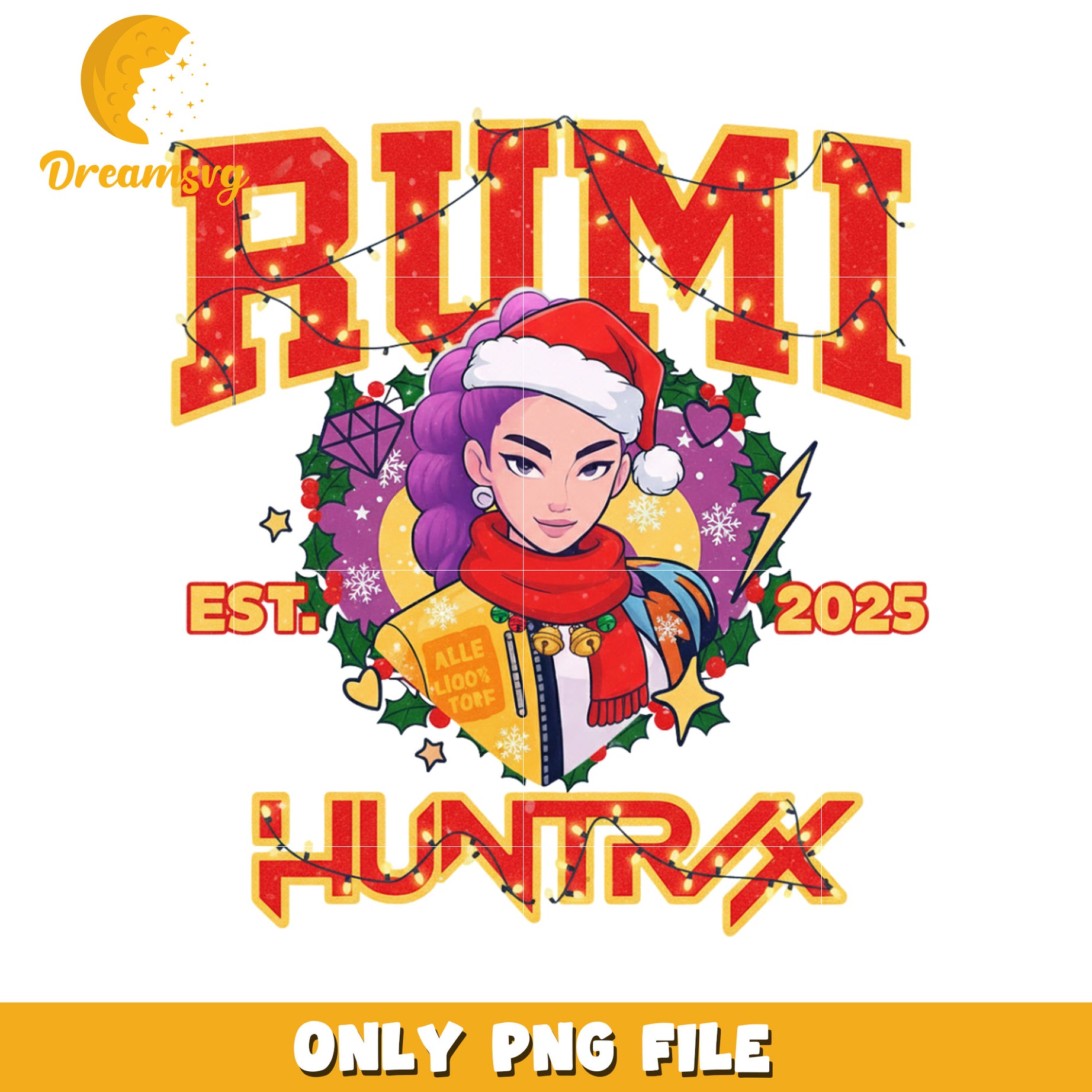 Rumi huntrix png, christmas cartoon png, kpop demon png