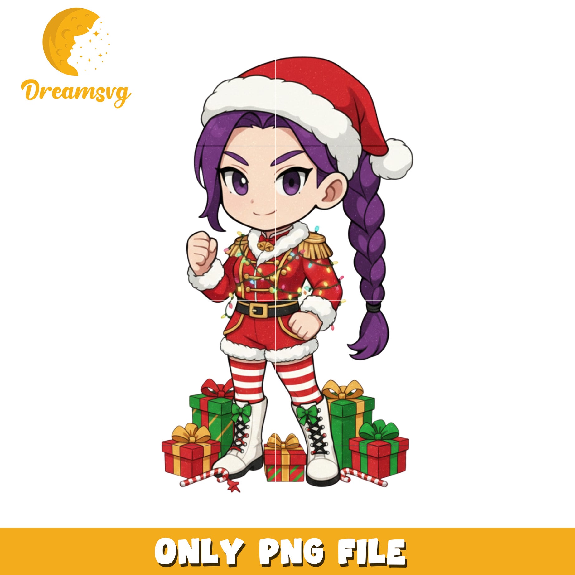 Rumi purple hair png, happy christmas png, christmas cookies png