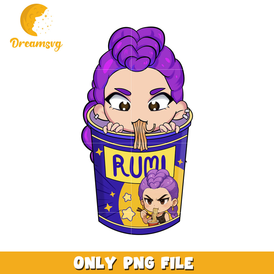 Rumi ramen design png, korean cartoon​ png, modern vibes​ boys png