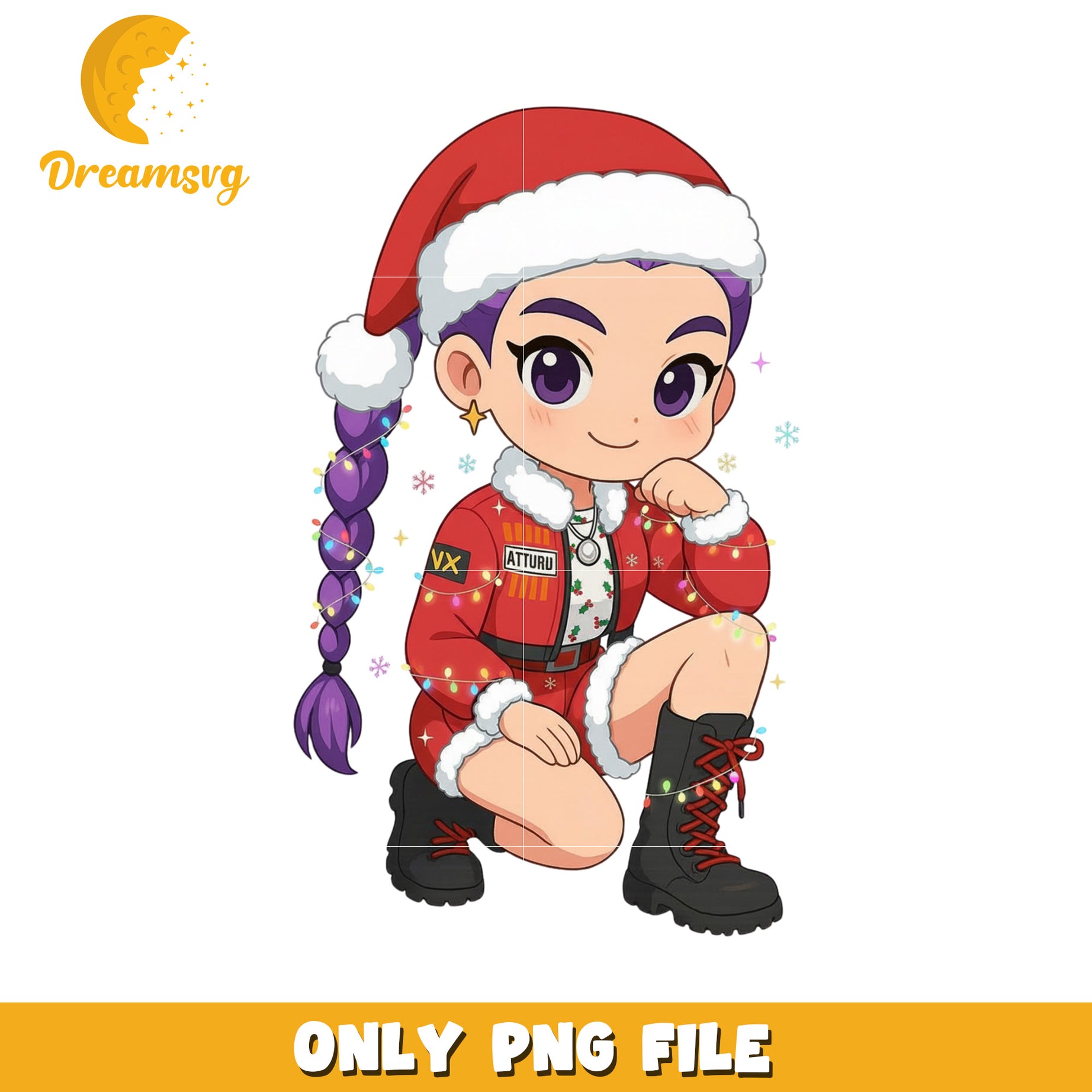 Rumi santa's costume png, kpop huntrix png, white christmas png