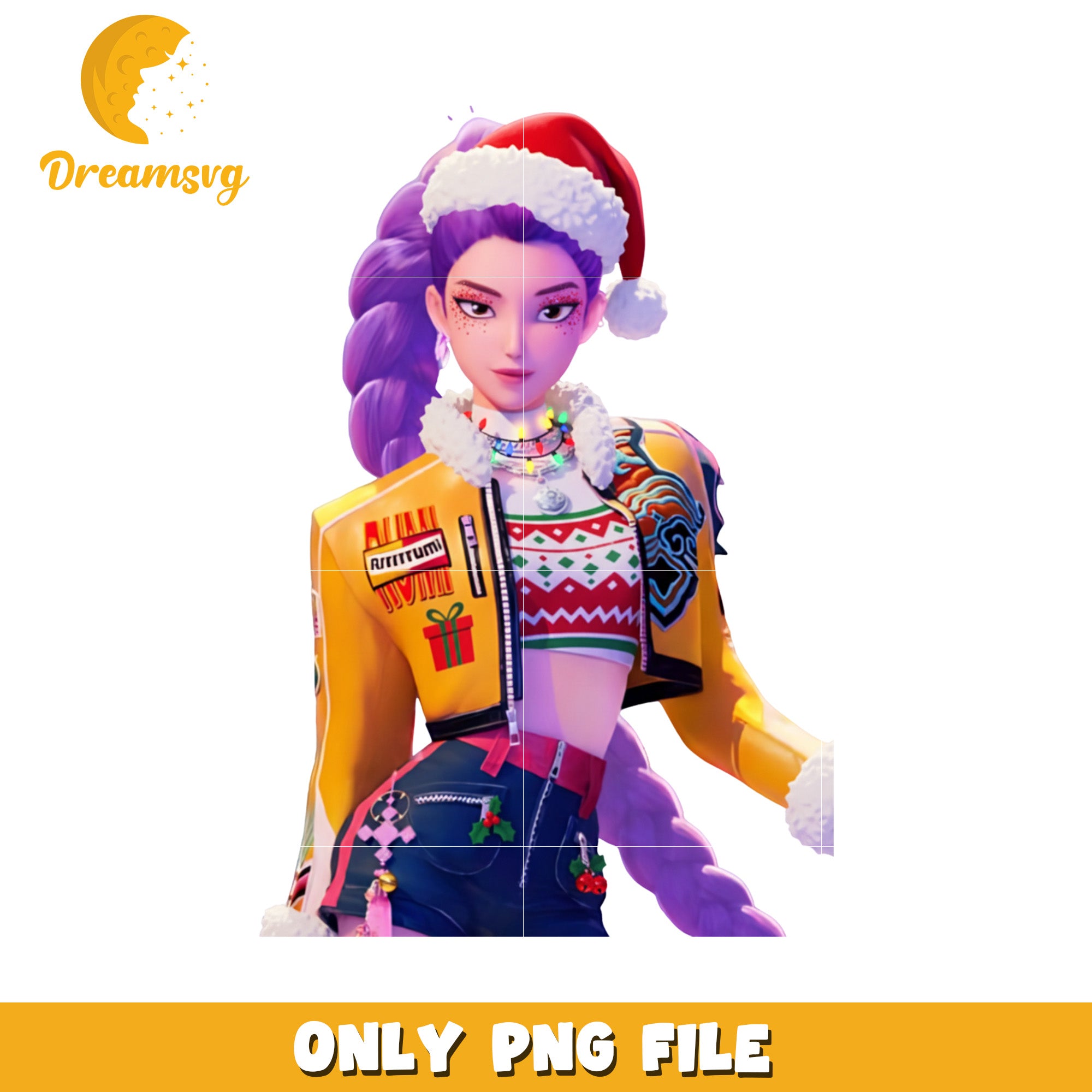 Rumi santa hat png, white christmas png, kpop huntrix png