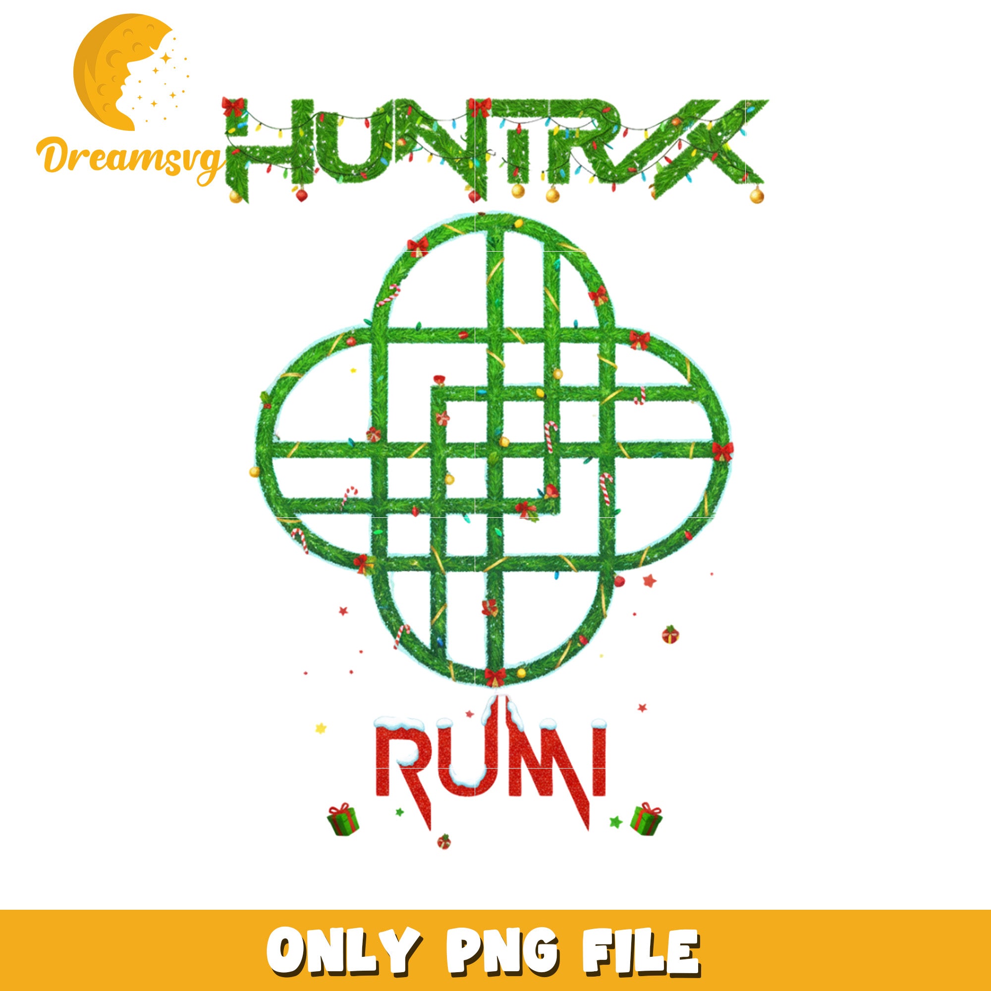 Rumi with green huntrix logo png, christmas tree png, huntrix png