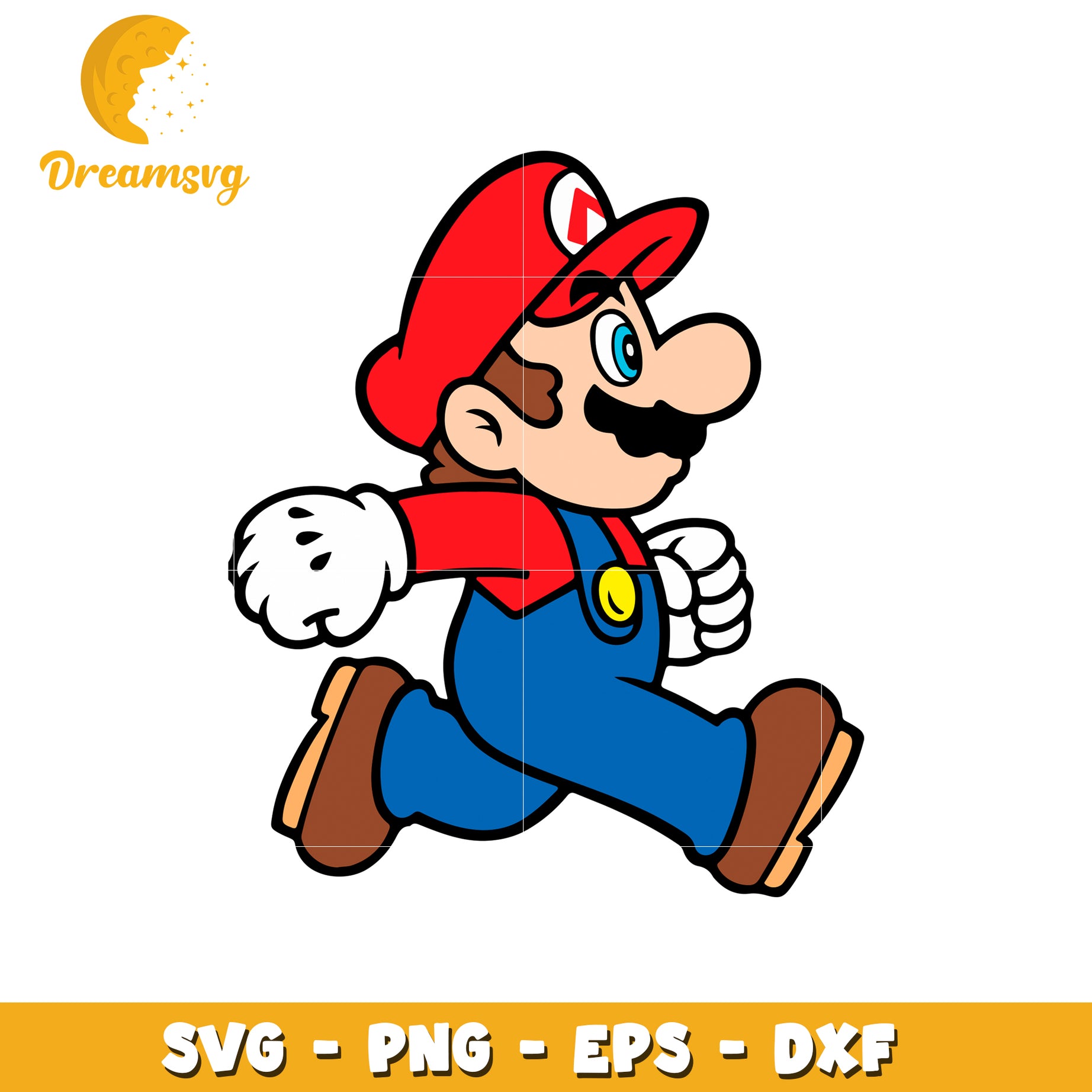 Running Mario SVG PNG EPS DXF Cut File