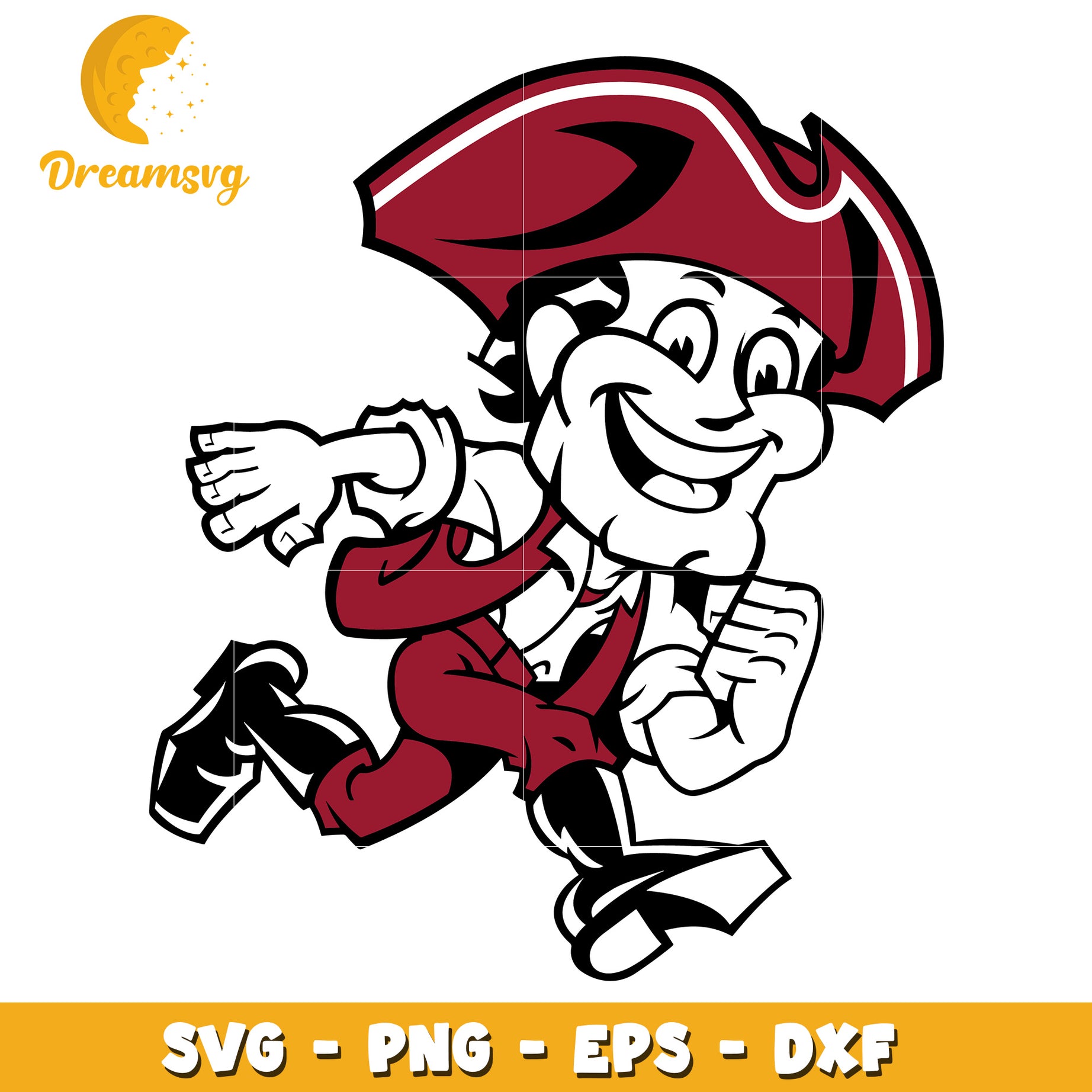 Running Pirate Mascot SVG PNG EPS DXF