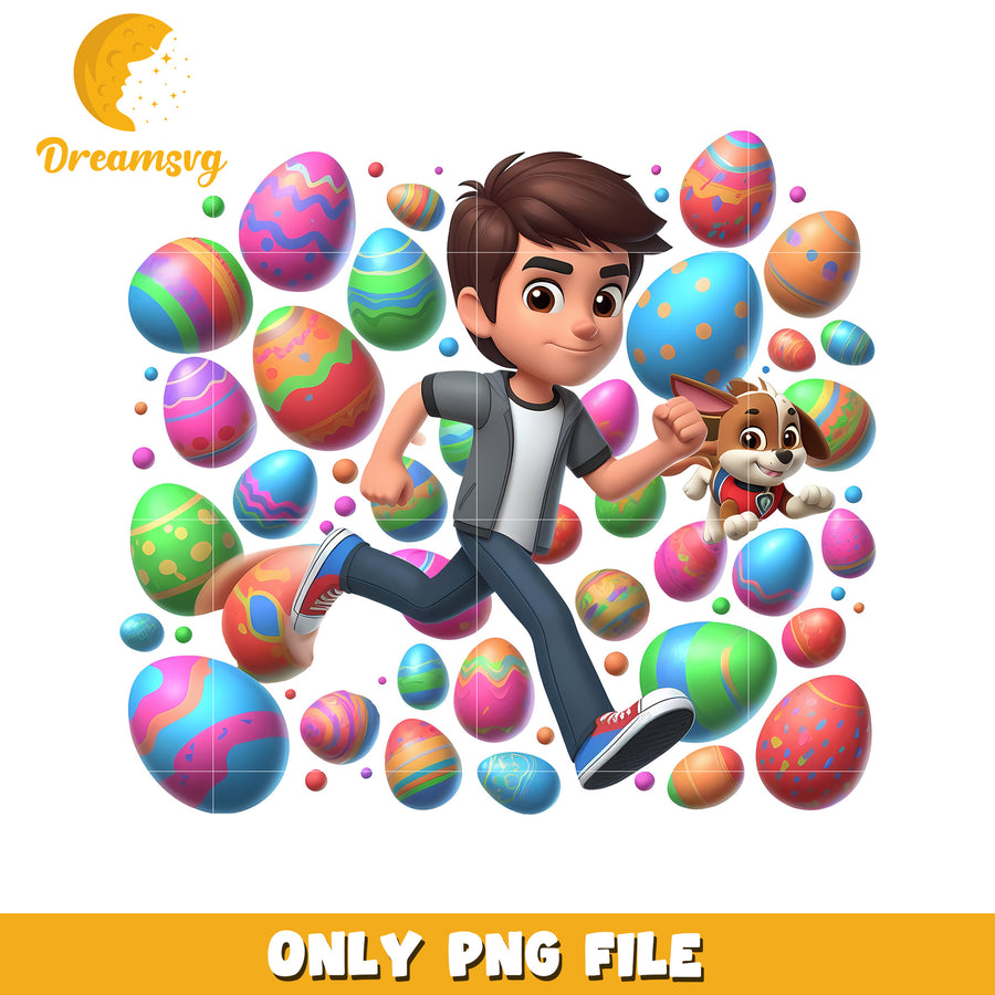 Ryder easter eggs png, easter day png, paw patrol character png