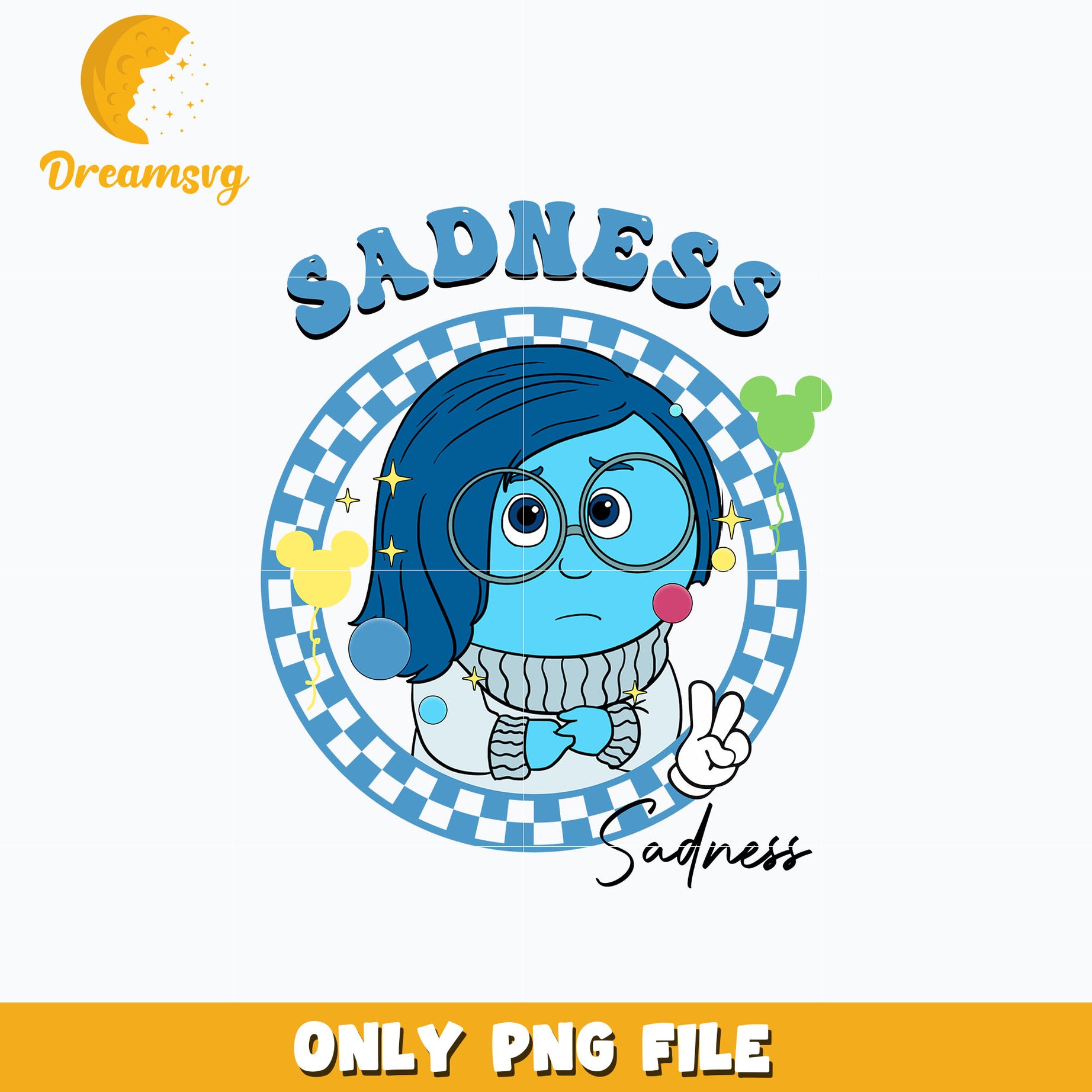 Sadness design png, disney inside out png