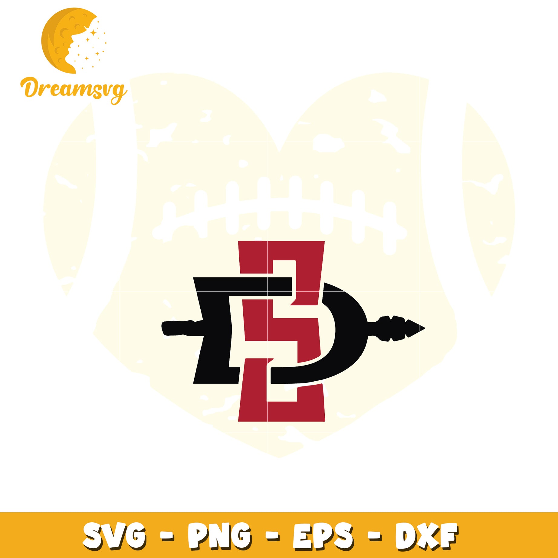 SDSU Football Heart SVG Cut File