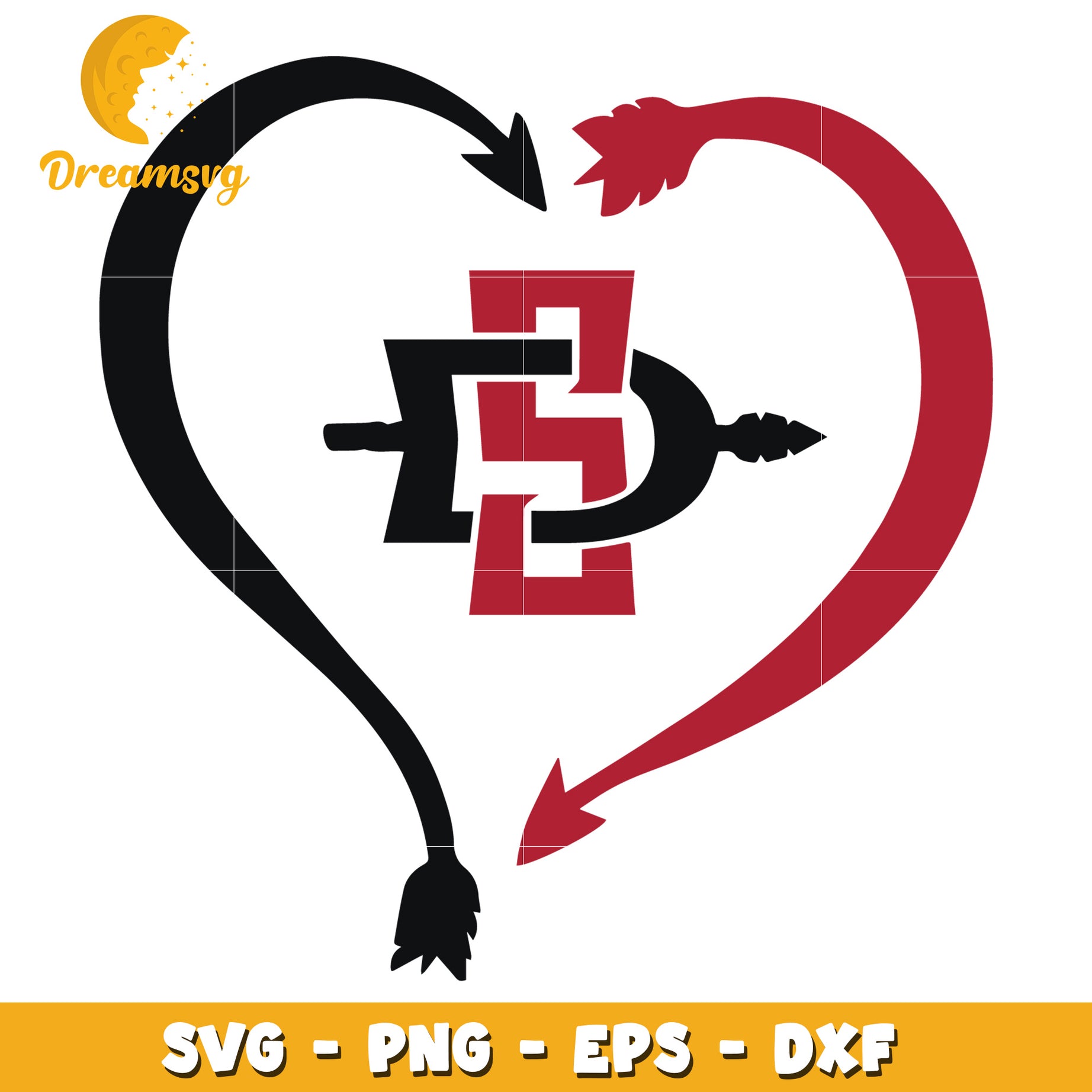 SDSU Heart Arrows SVG PNG EPS DXF