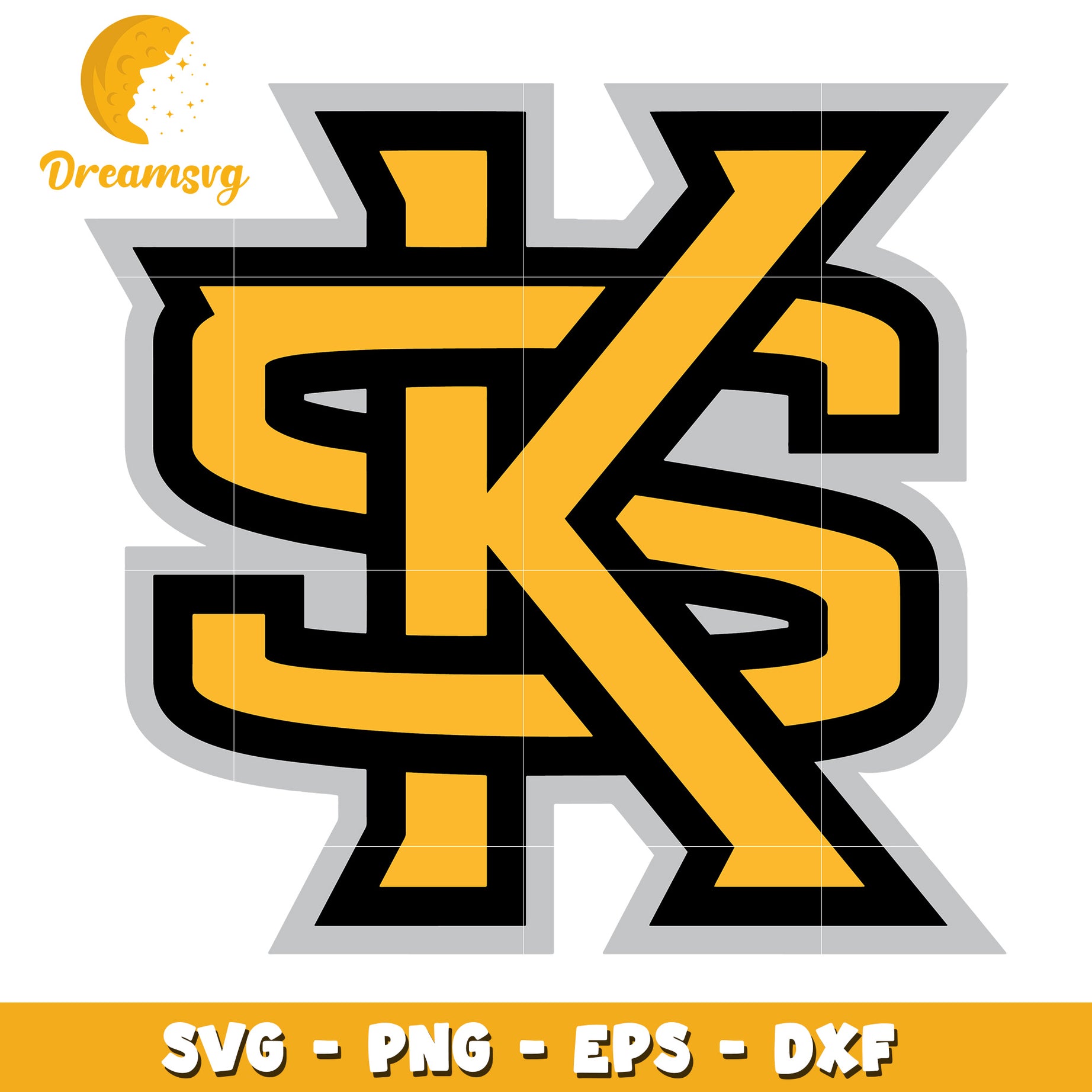 SK Monogram SVG PNG EPS DXF Cut File