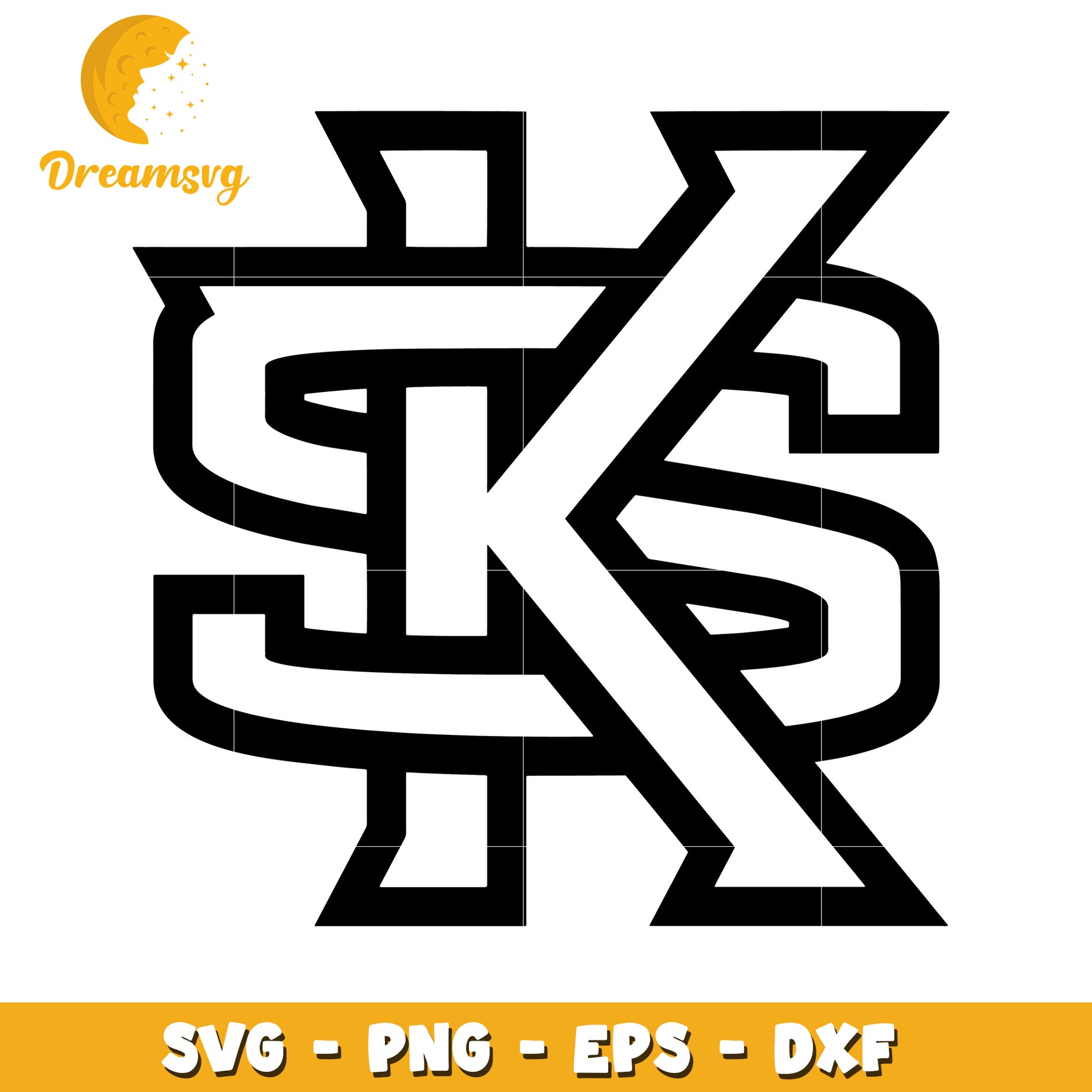 SK Monogram SVG PNG EPS DXF Files