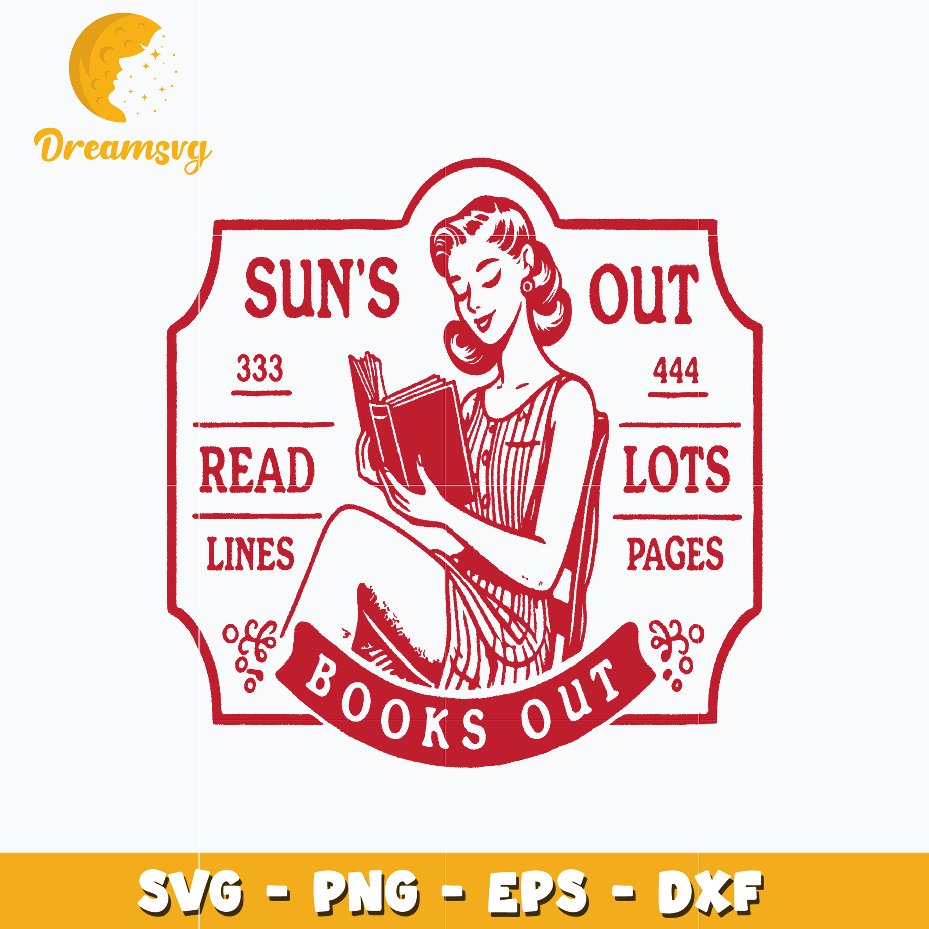 Vintage woman sun's out books out SVG