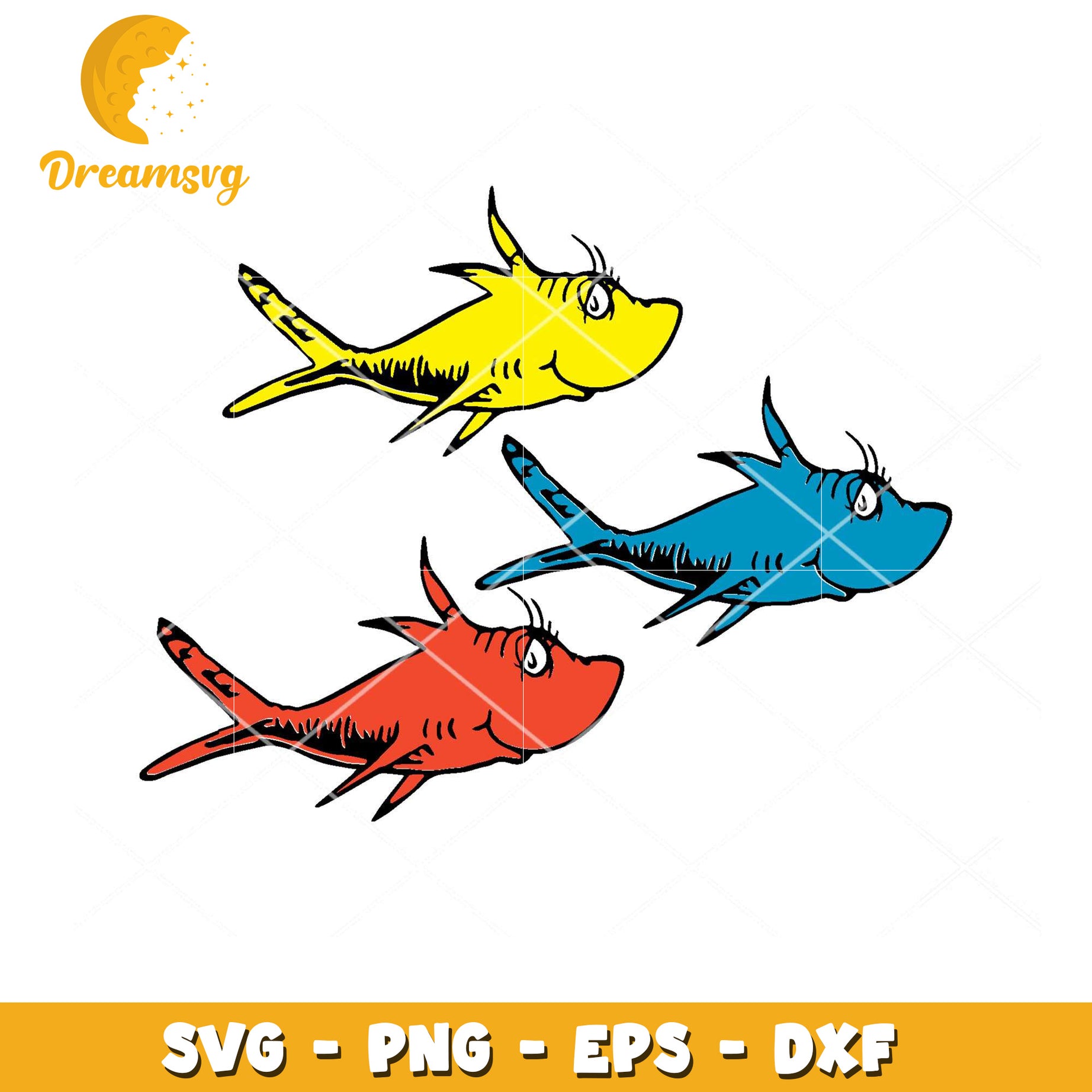 SVG Fish Clipart 3 Colorful Fish