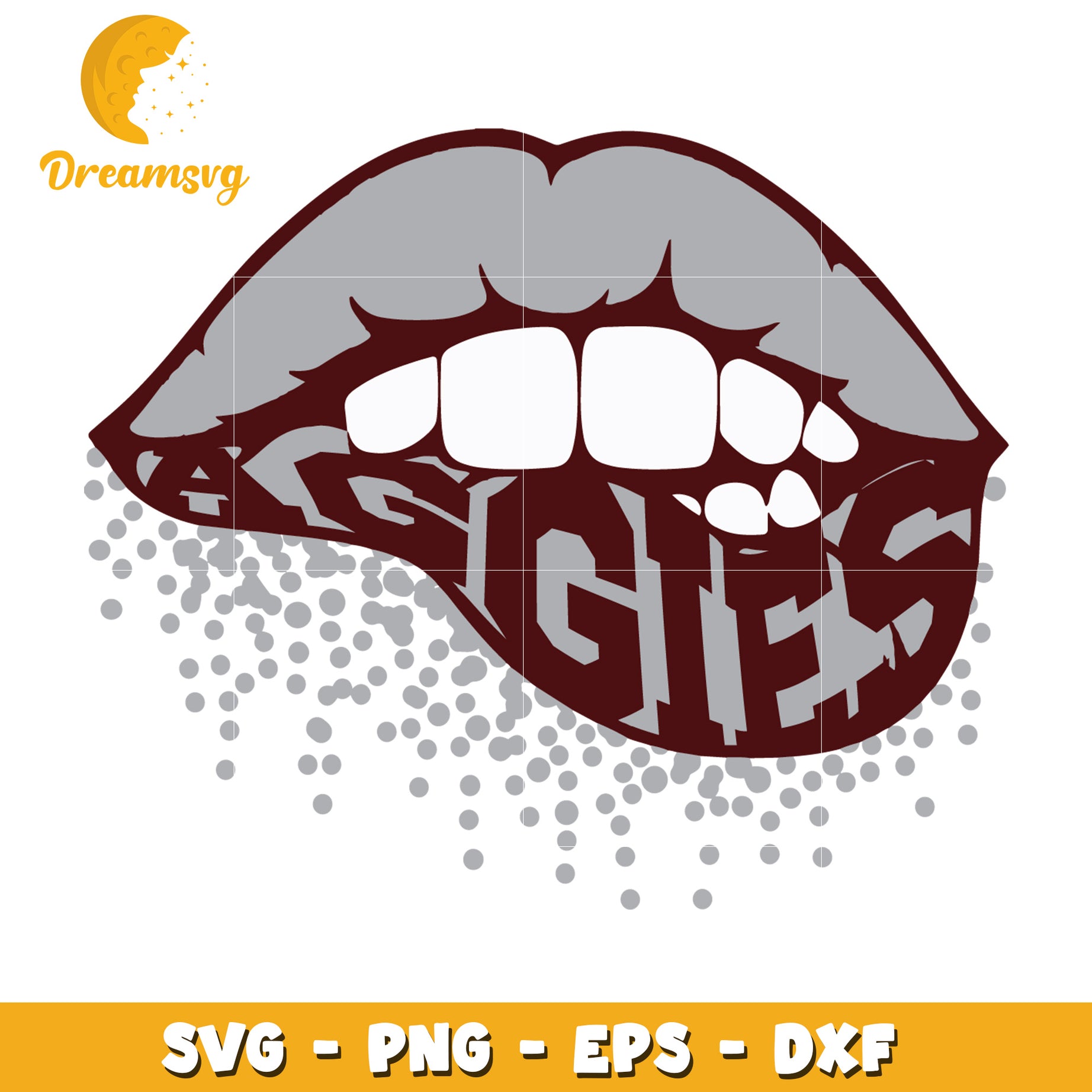 SVG Lips Design with Text PNG EPS DXF