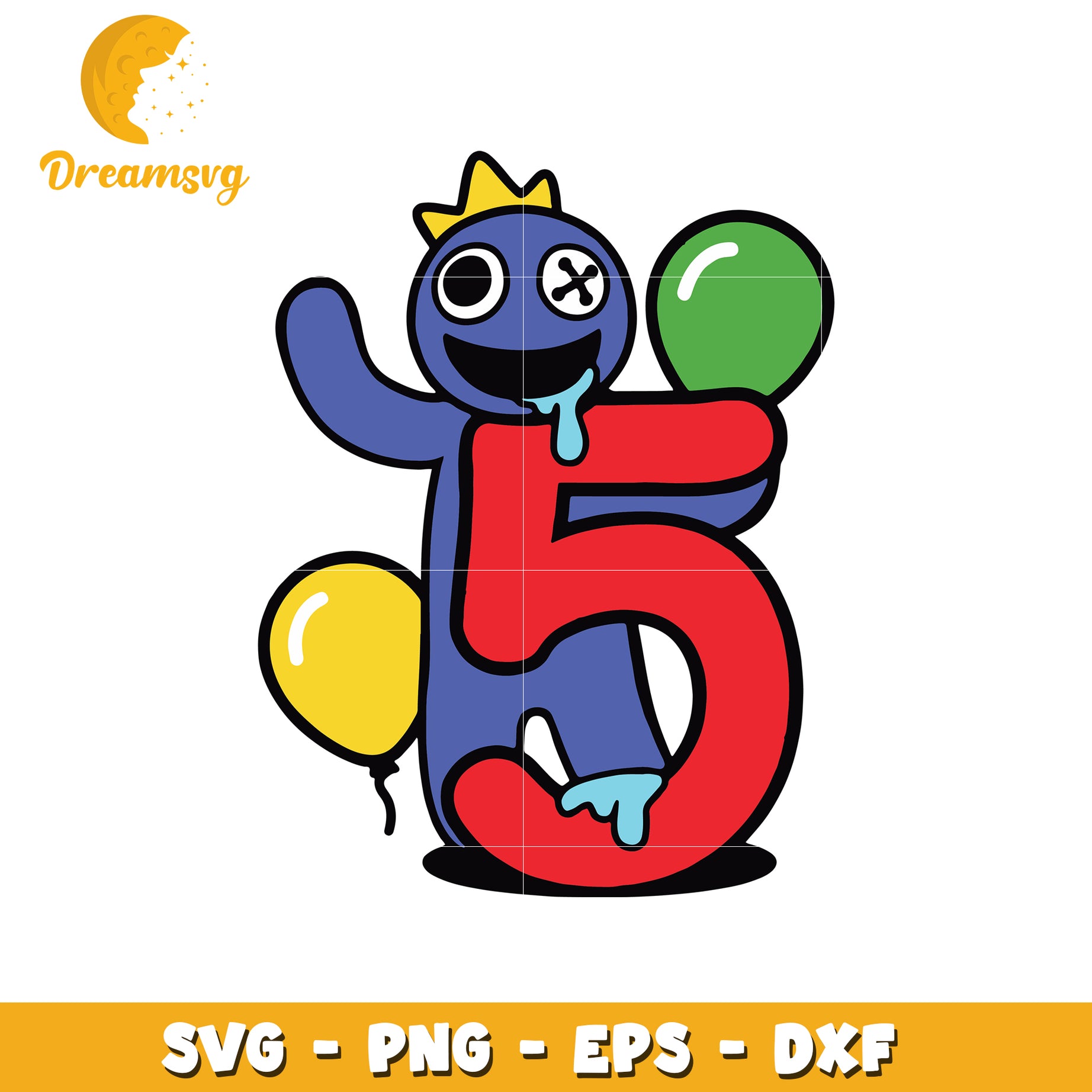 SVG Number 5 Birthday Cartoon Character