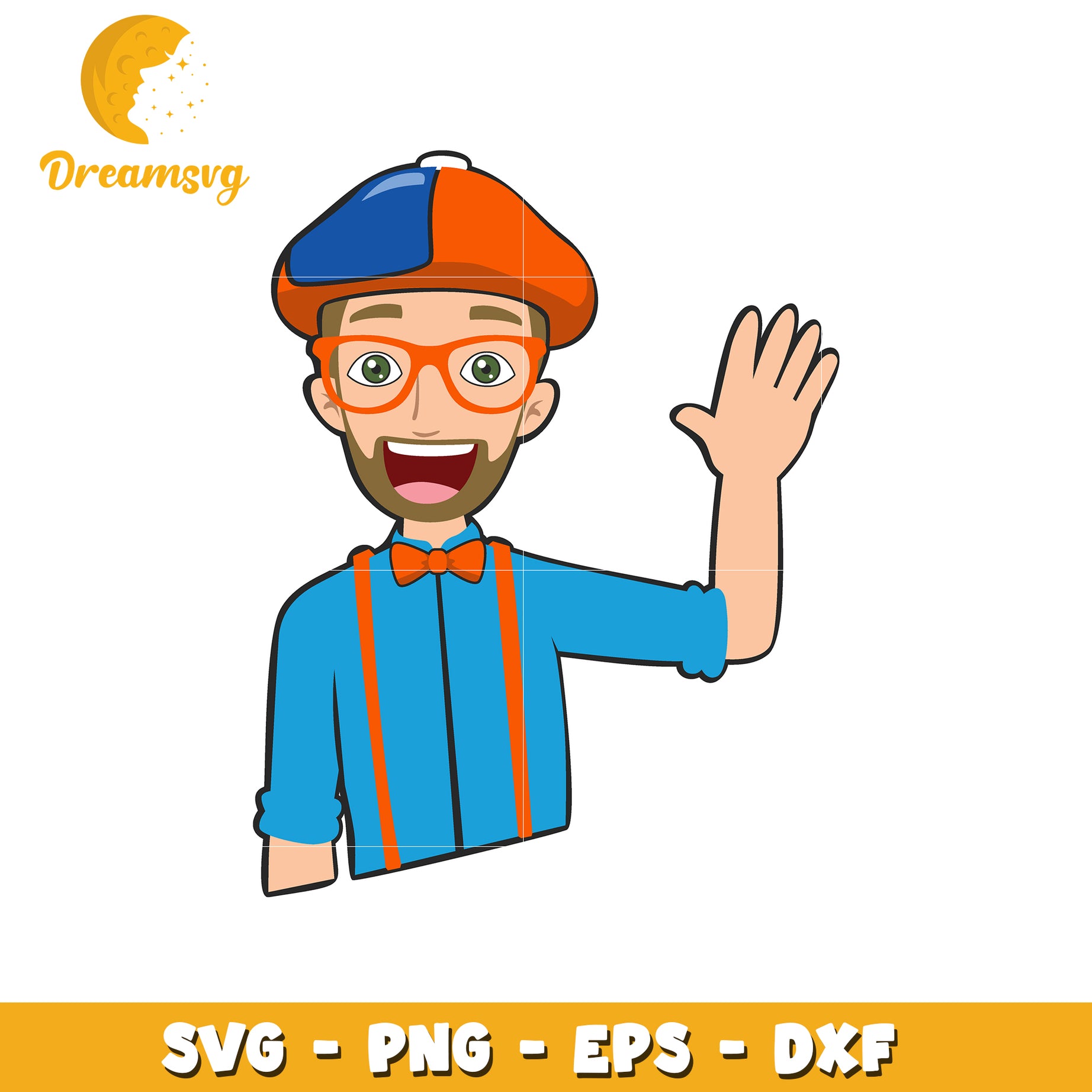 SVG PNG EPS DXF Waving Cartoon Man