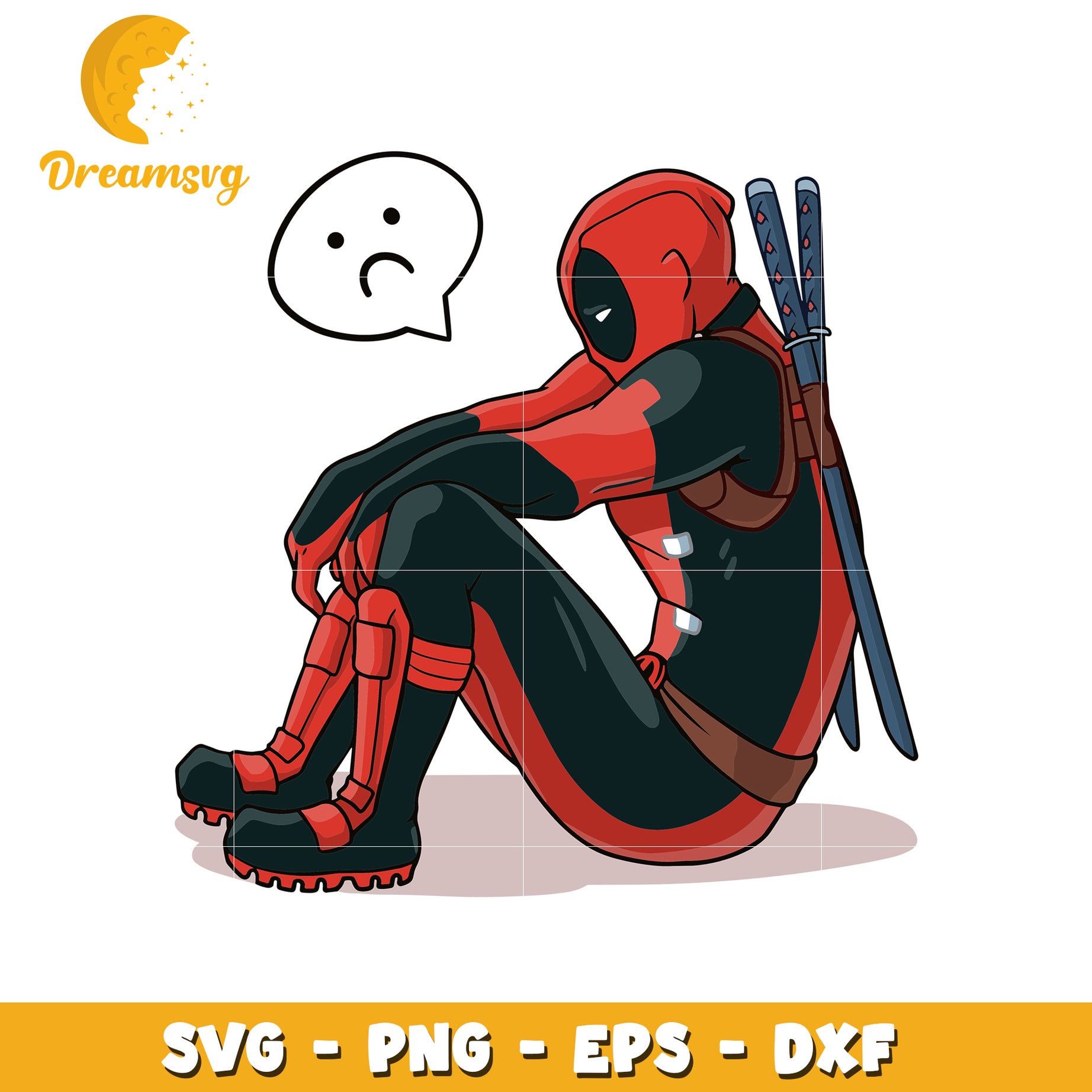 Sad Deadpool SVG PNG EPS DXF