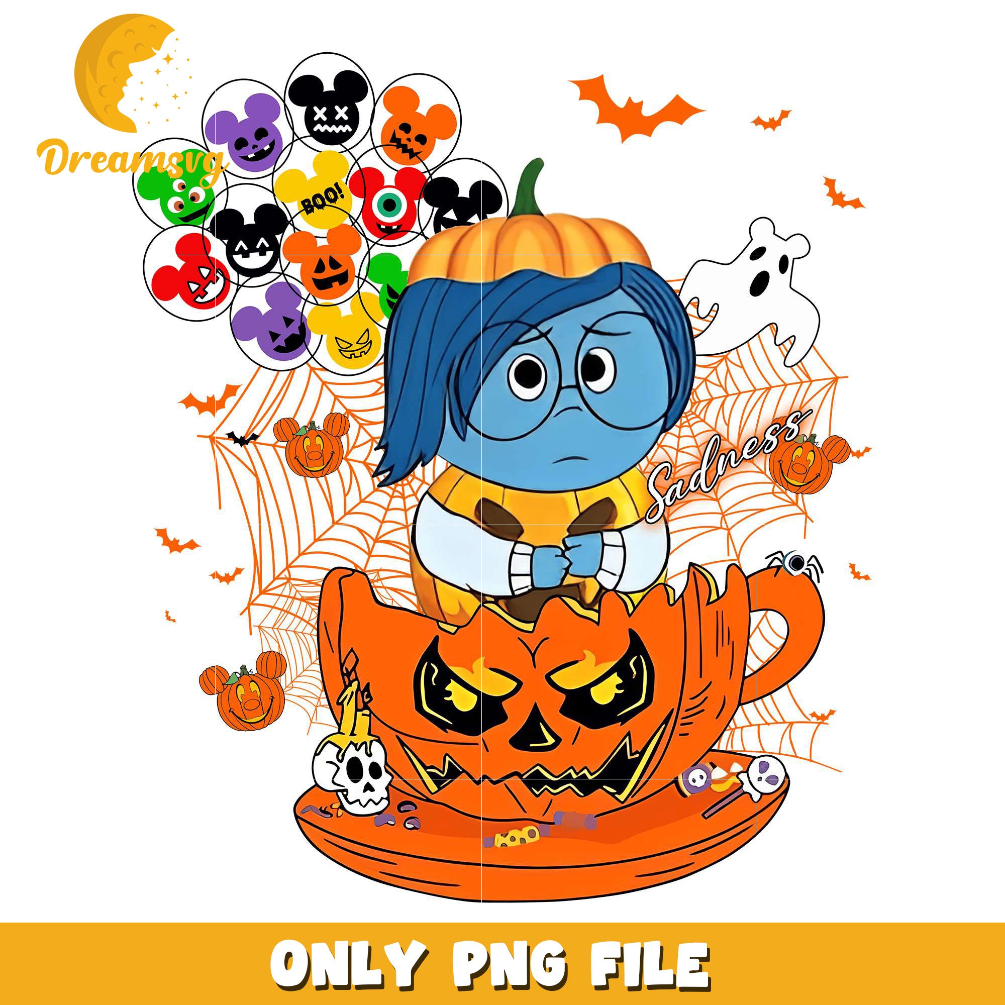 Sadness Inside Out Halloween png, halloween design png, halloween time png