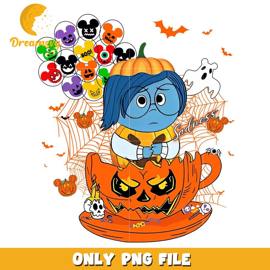 Sadness Inside Out Halloween png, halloween design png, halloween time png