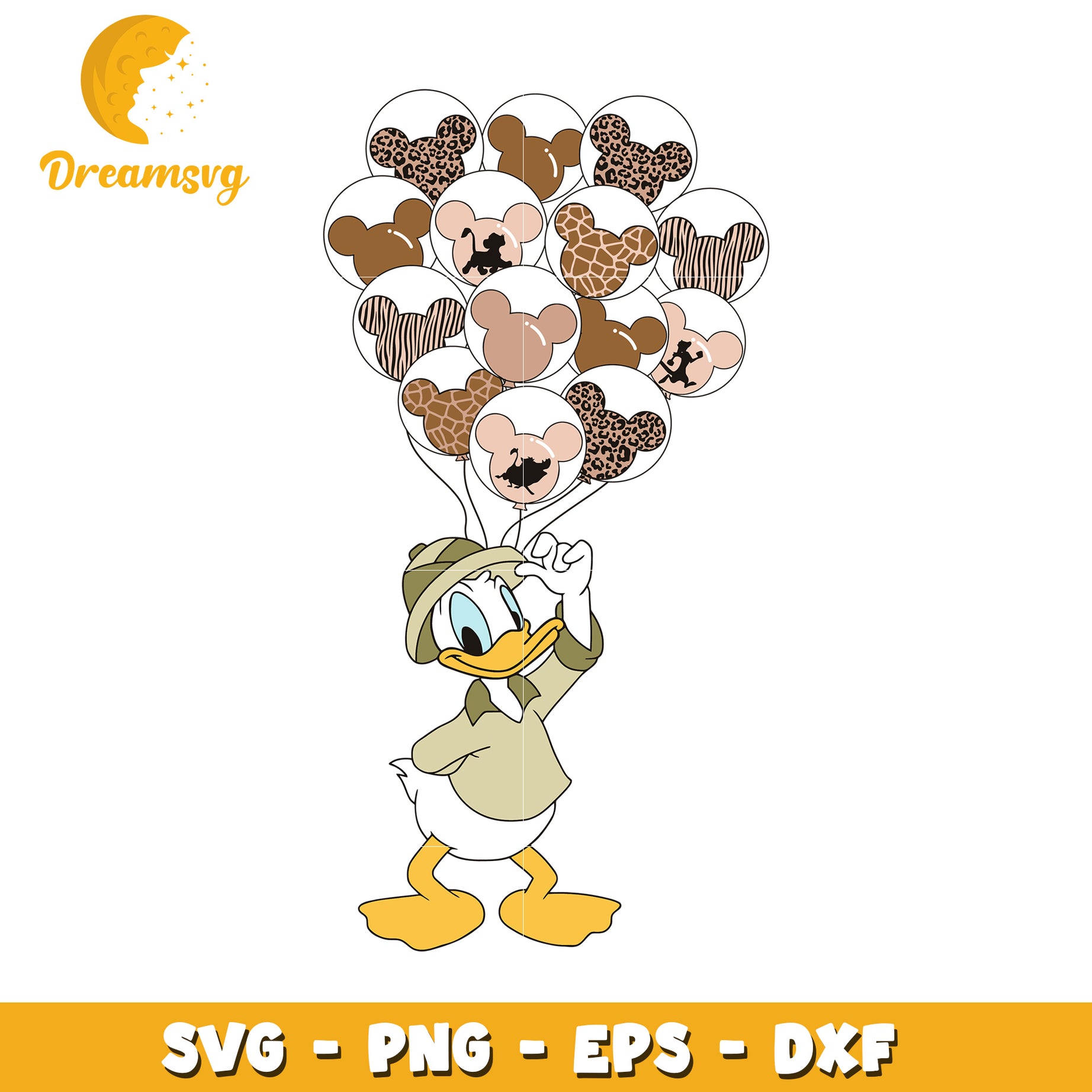 Safari Donald Duck Balloons SVG Cut File