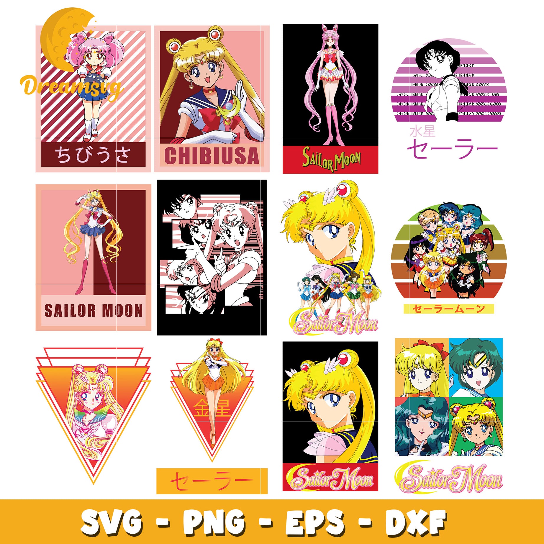 Sailor Moon characters bundle svg, Sailor moon cosmos svg