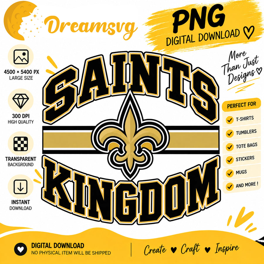 Saints Kingdom PNG, New Orleans Football Fan Sublimation