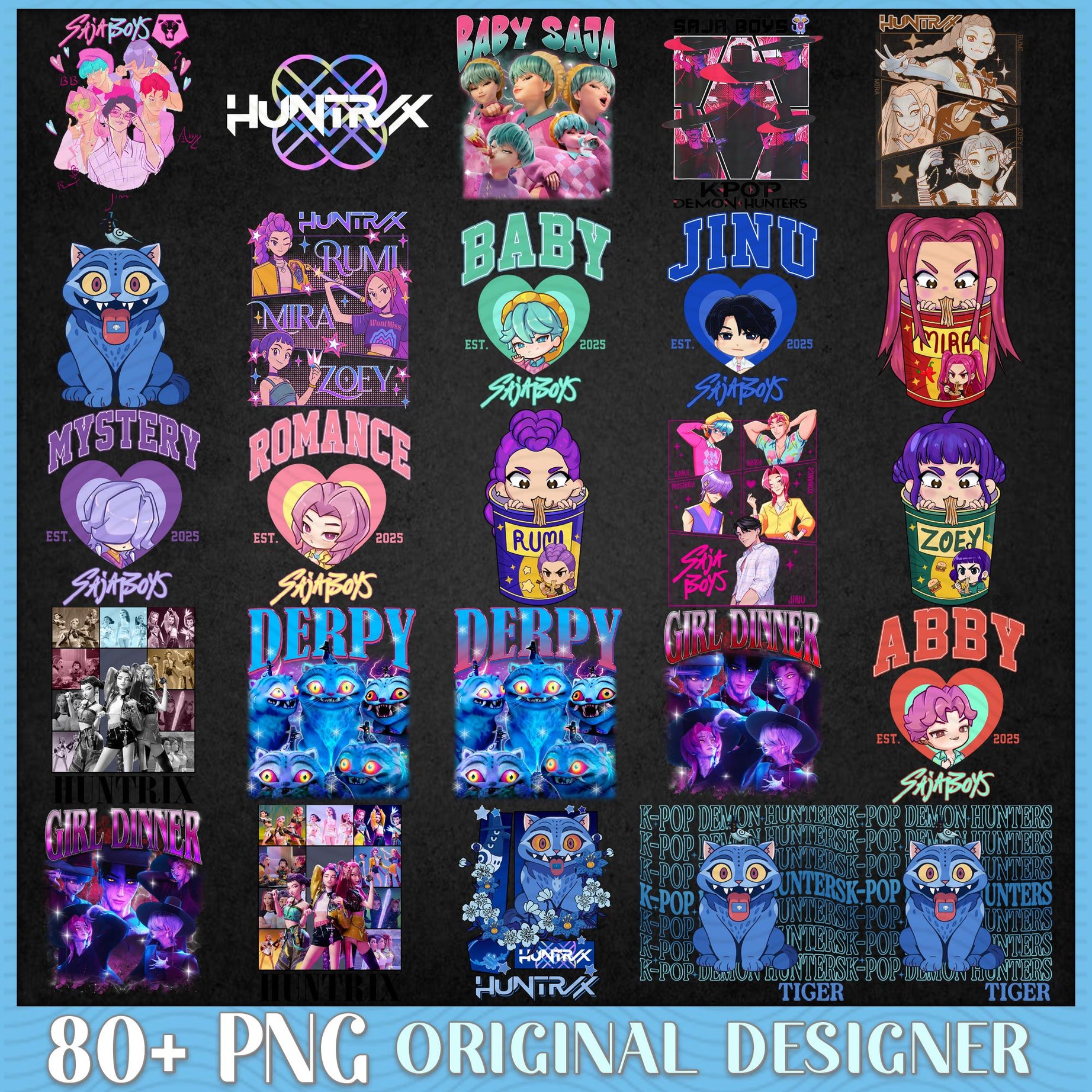 Saja Boys Boy Band Png Bundle, Girl Dinner Png, Kpop Demon Inspired Movie Png