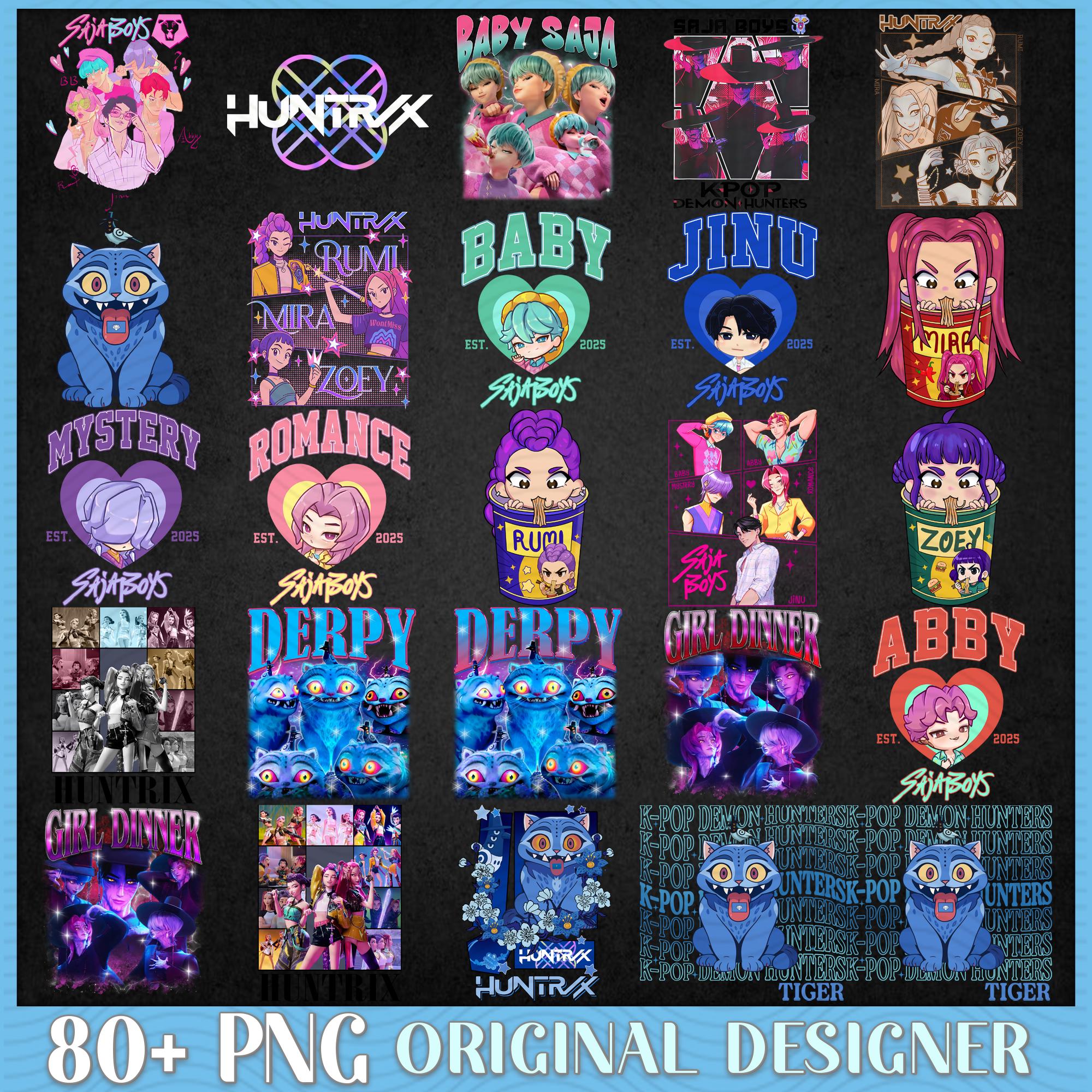 Saja Boys Boy Band Png Bundle, Girl Dinner Png, Kpop Demon Inspired Movie Png