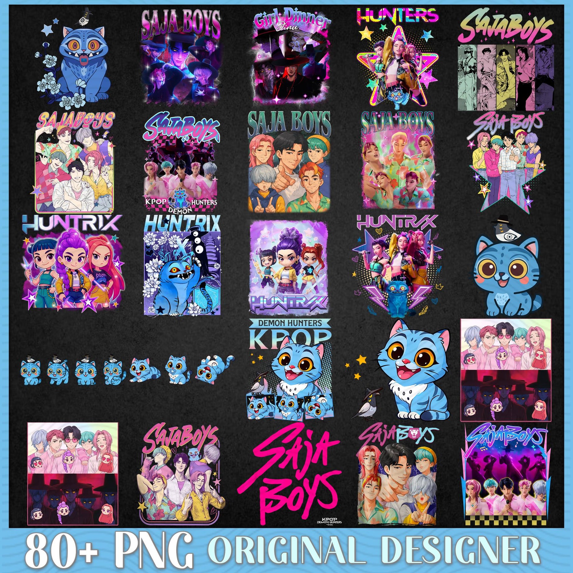 Saja Boys Boy Band Png Bundle, Girl Dinner Png, Kpop Demon Inspired Movie Png