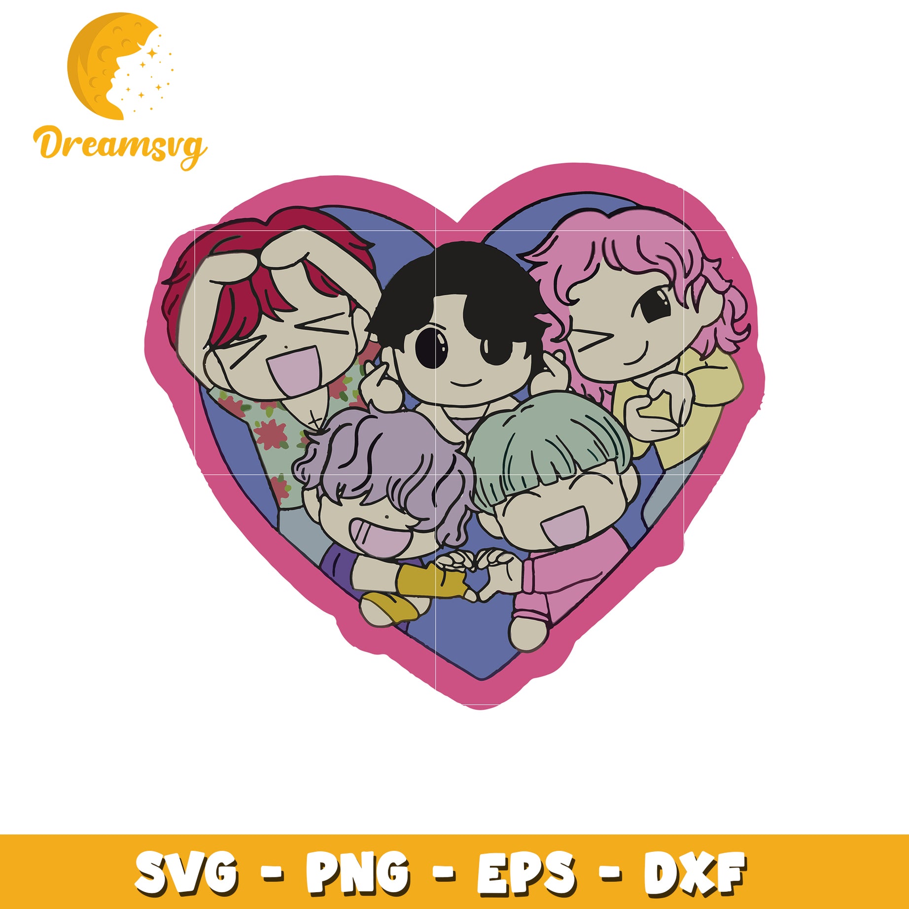 Saja boys band heart svg, saja cartoon svg, cute boys band svg