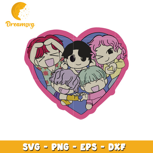 Saja boys band heart svg, saja cartoon svg, cute boys band svg