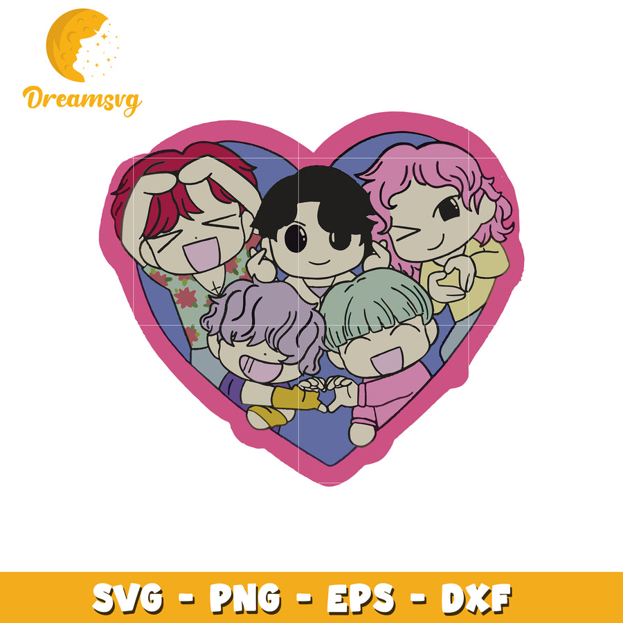 Saja boys band heart svg, saja cartoon svg, cute boys band svg